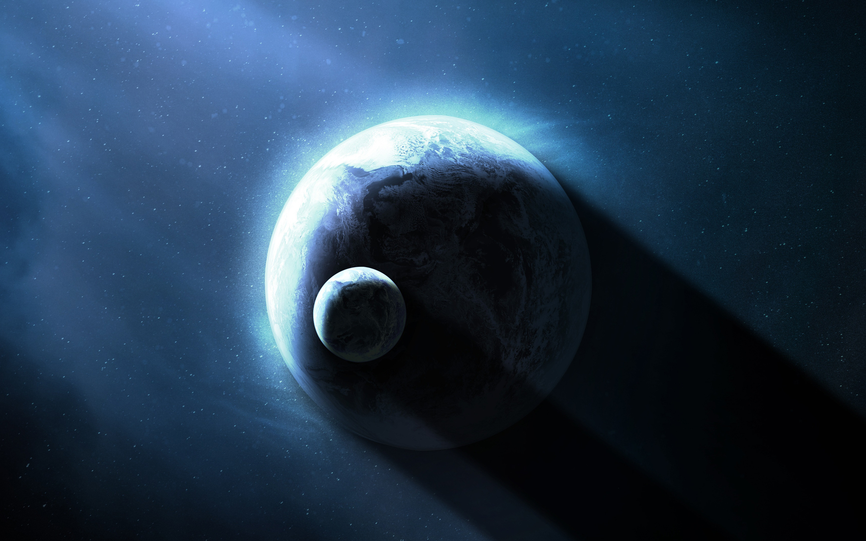 Space, planet, earth and moon, 2880x1800 wallpaper
