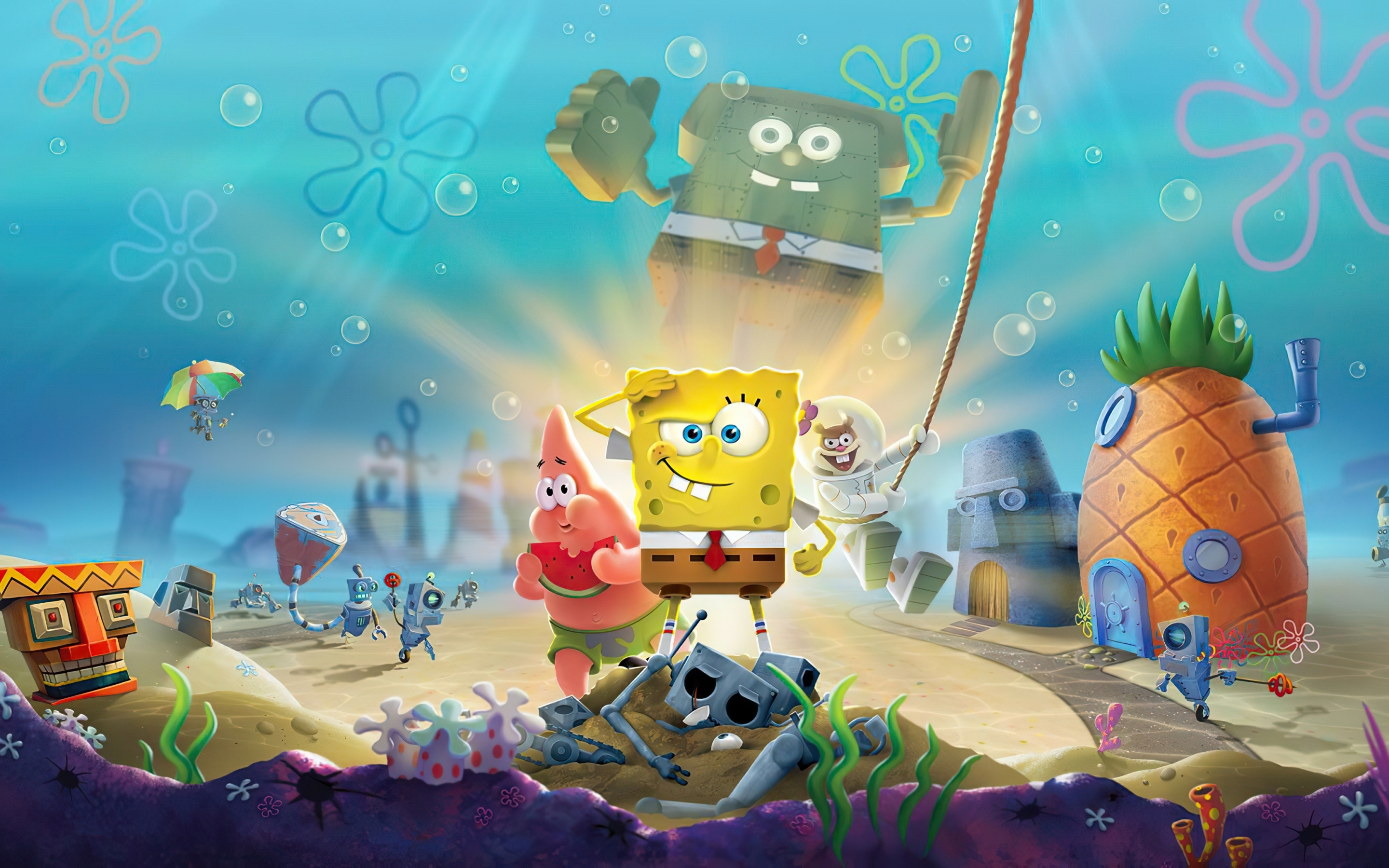 Download wallpaper 2880x1800 spongebob squarepants, underwater, cartoon, mac  pro retaia 2880x1800 hd background, 25111