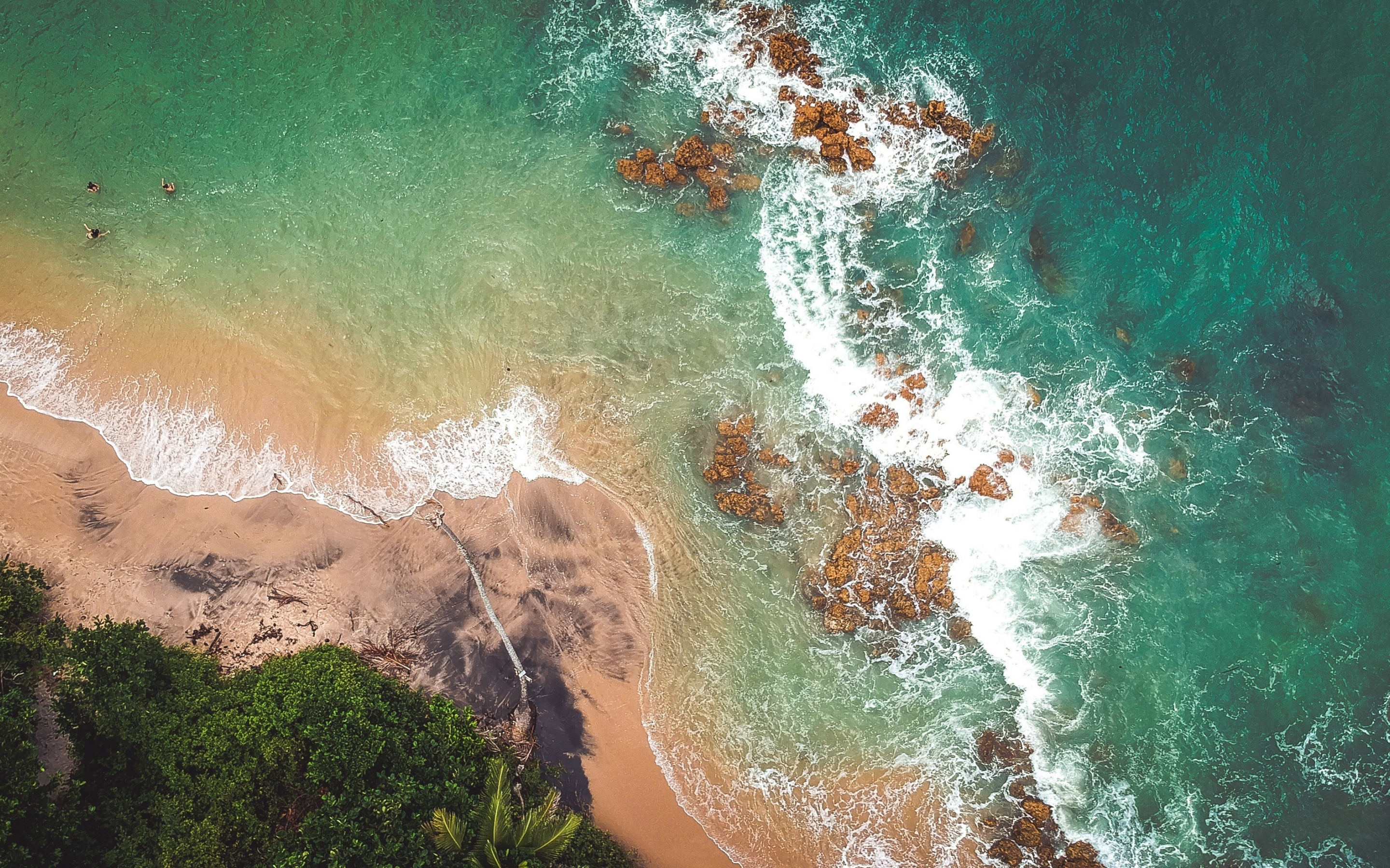Beach, sea, aerial view, nature, 2880x1800 wallpaper