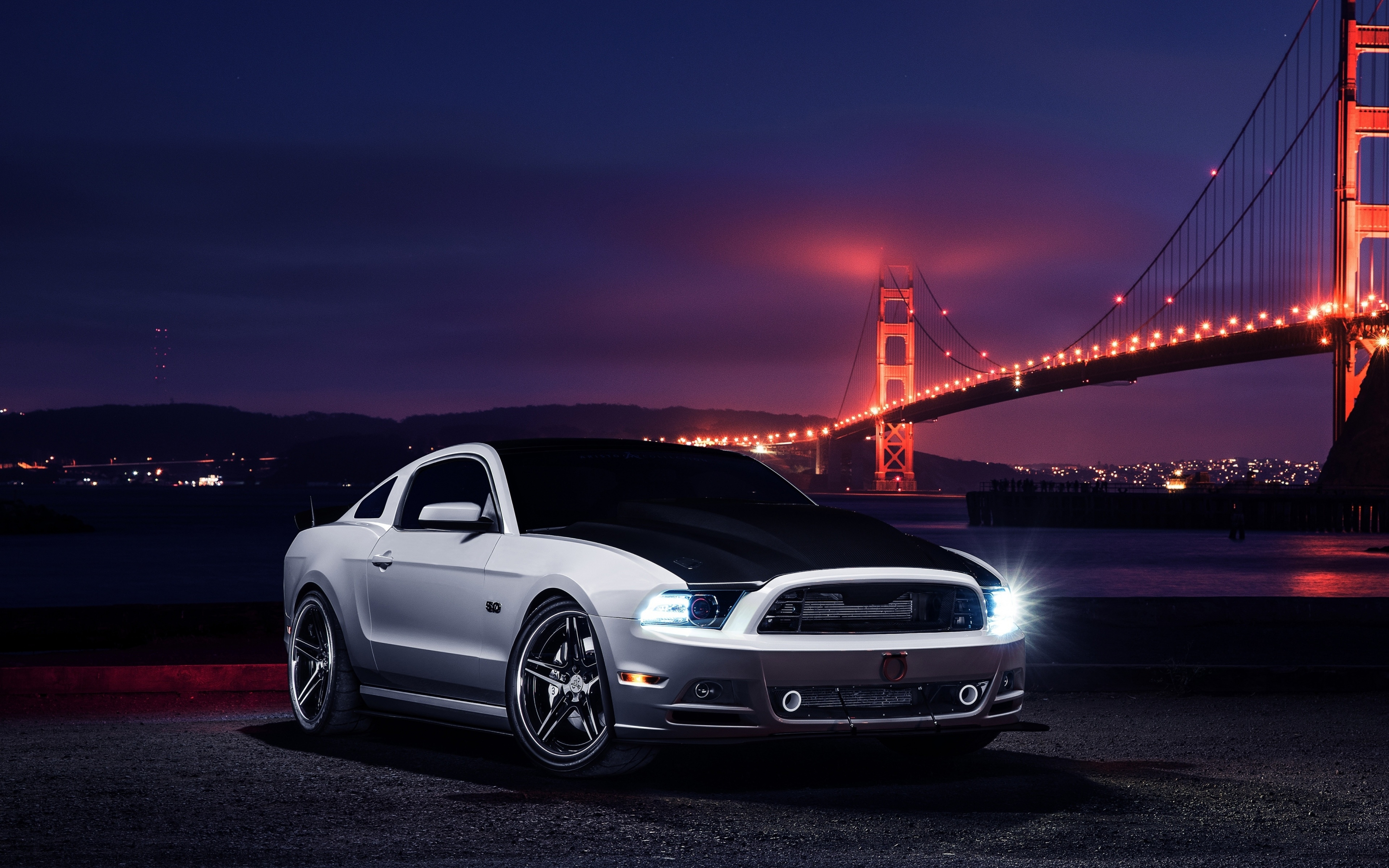 Ford Mustang, Golden Gate Bridge, off-road, 2880x1800 wallpaper