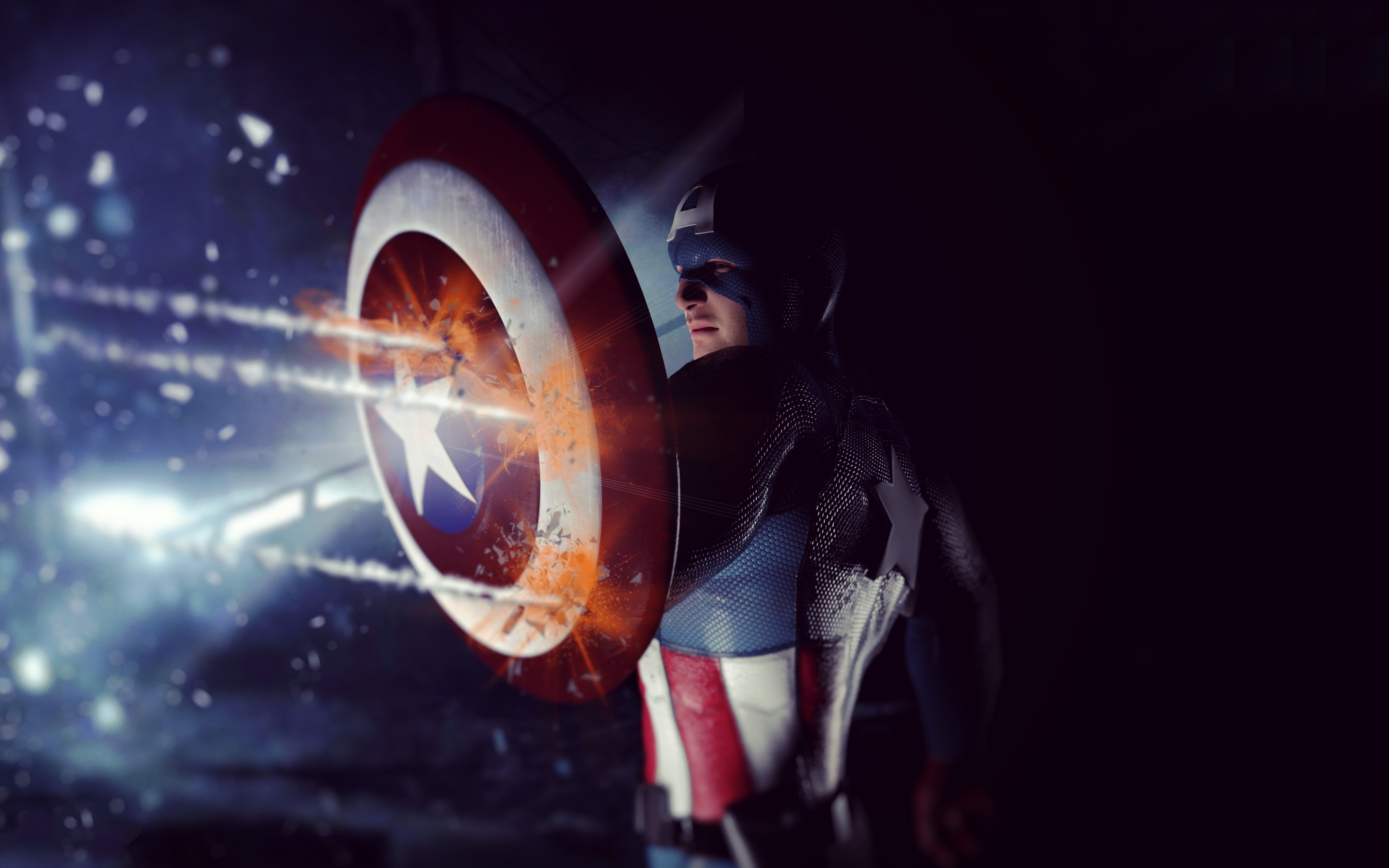 Captain America, shield, the winter solider, artwork, 2880x1800 wallpaper