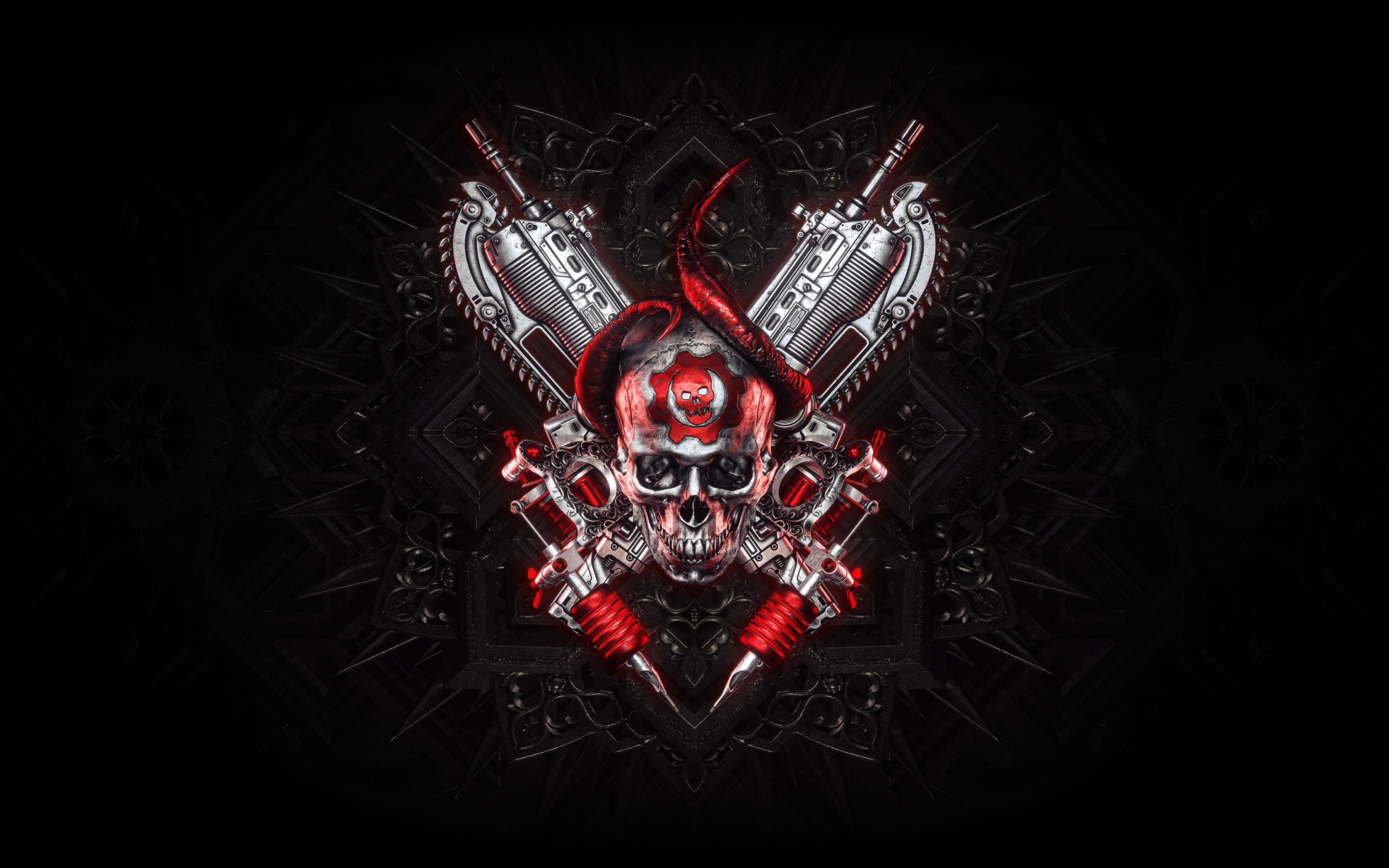 Gears of war, skull and guns, Logo, 2880x1800 wallpaper