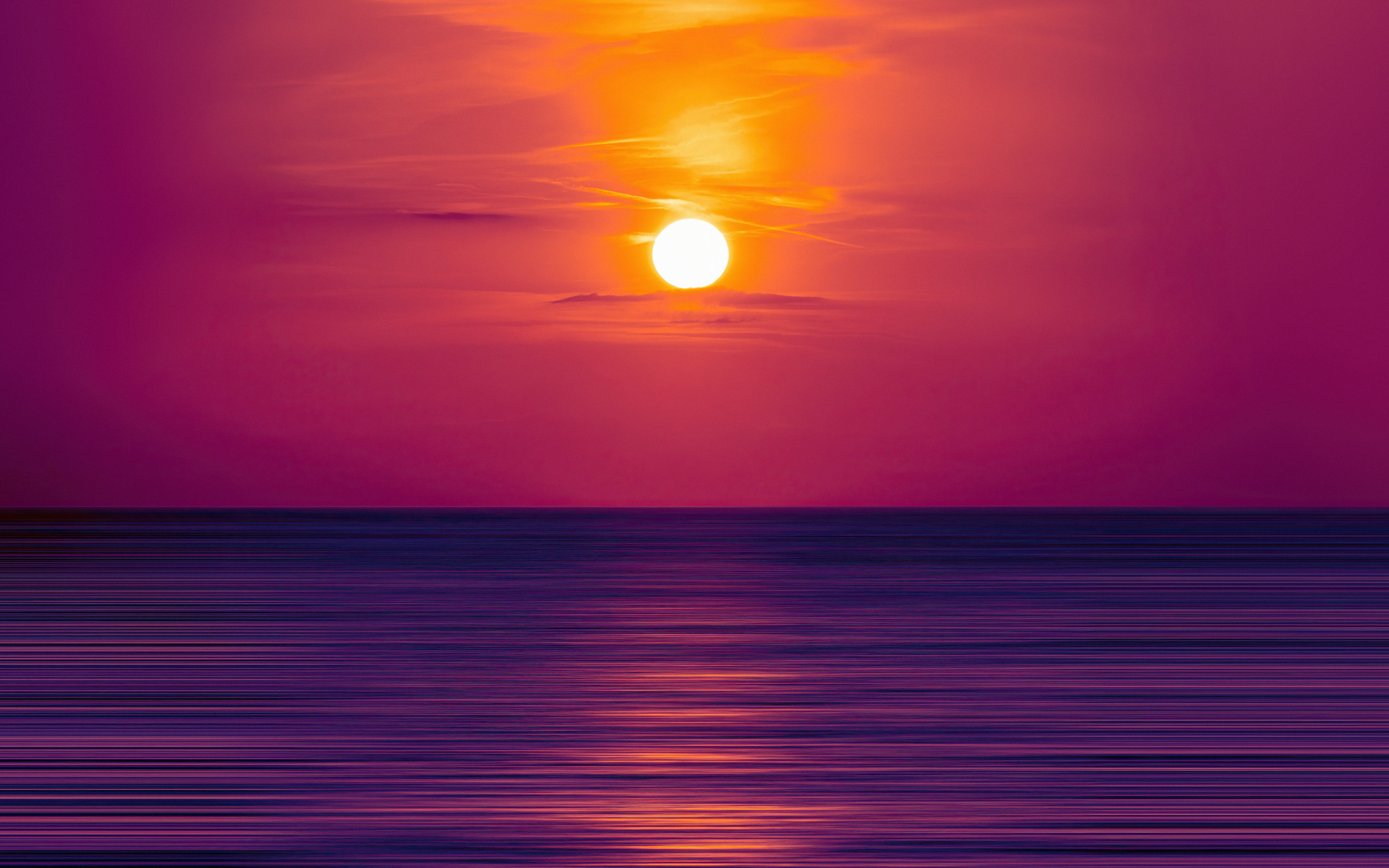 Seascape, pinkish sea, sunset 5k, 2880x1800 wallpaper