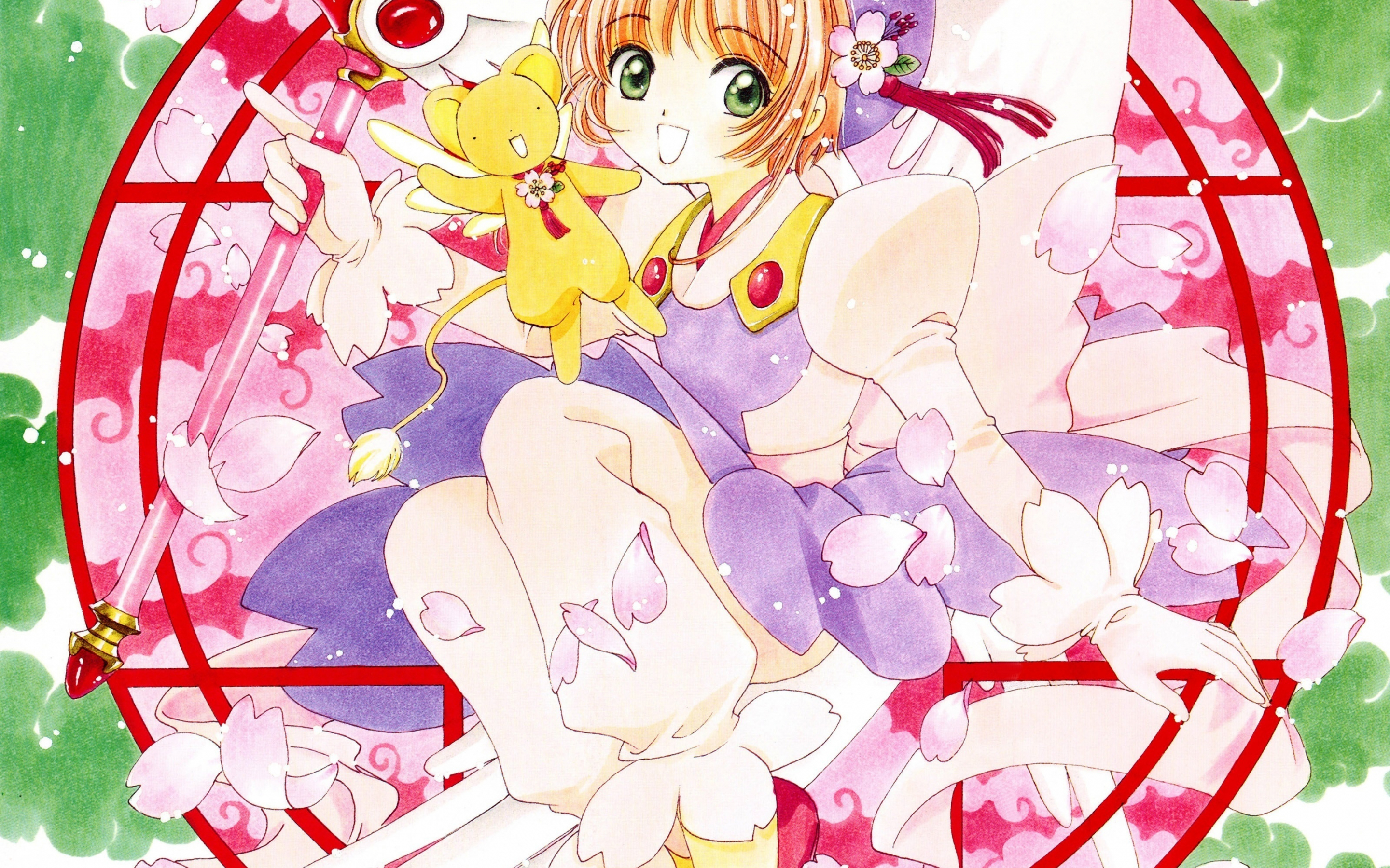 Magic circle, happy anime girl, Sakura Kinomoto, 2880x1800 wallpaper
