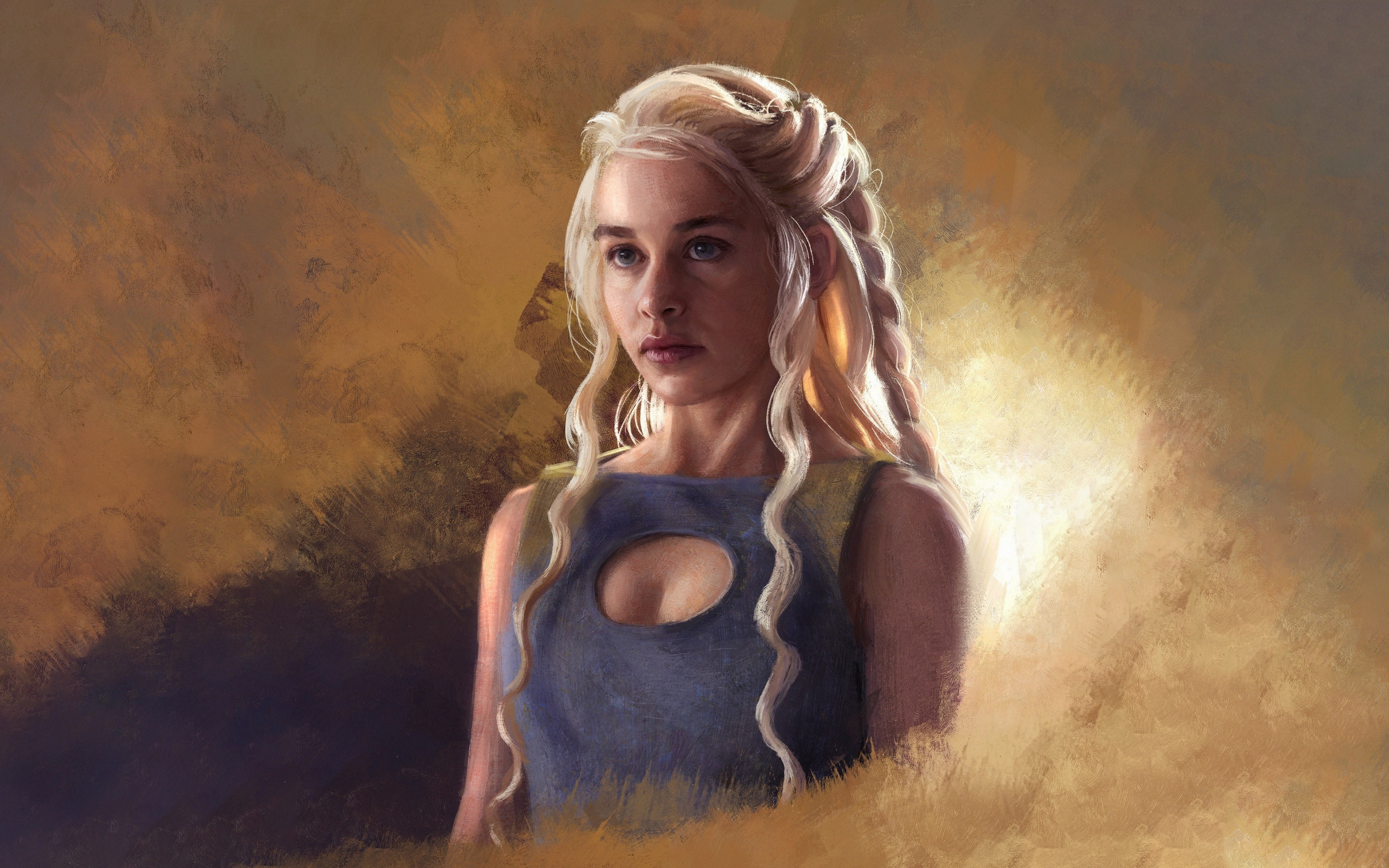 Daenerys targaryen, emilia clarke, game of thrones, fan art, 2880x1800 wallpaper