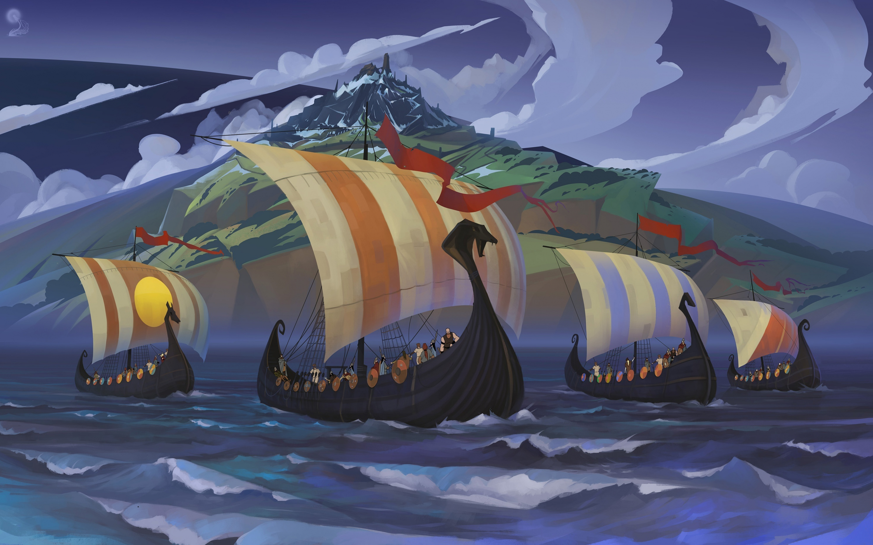 The Banner Saga, vikings, video game, warrior, 2880x1800 wallpaper
