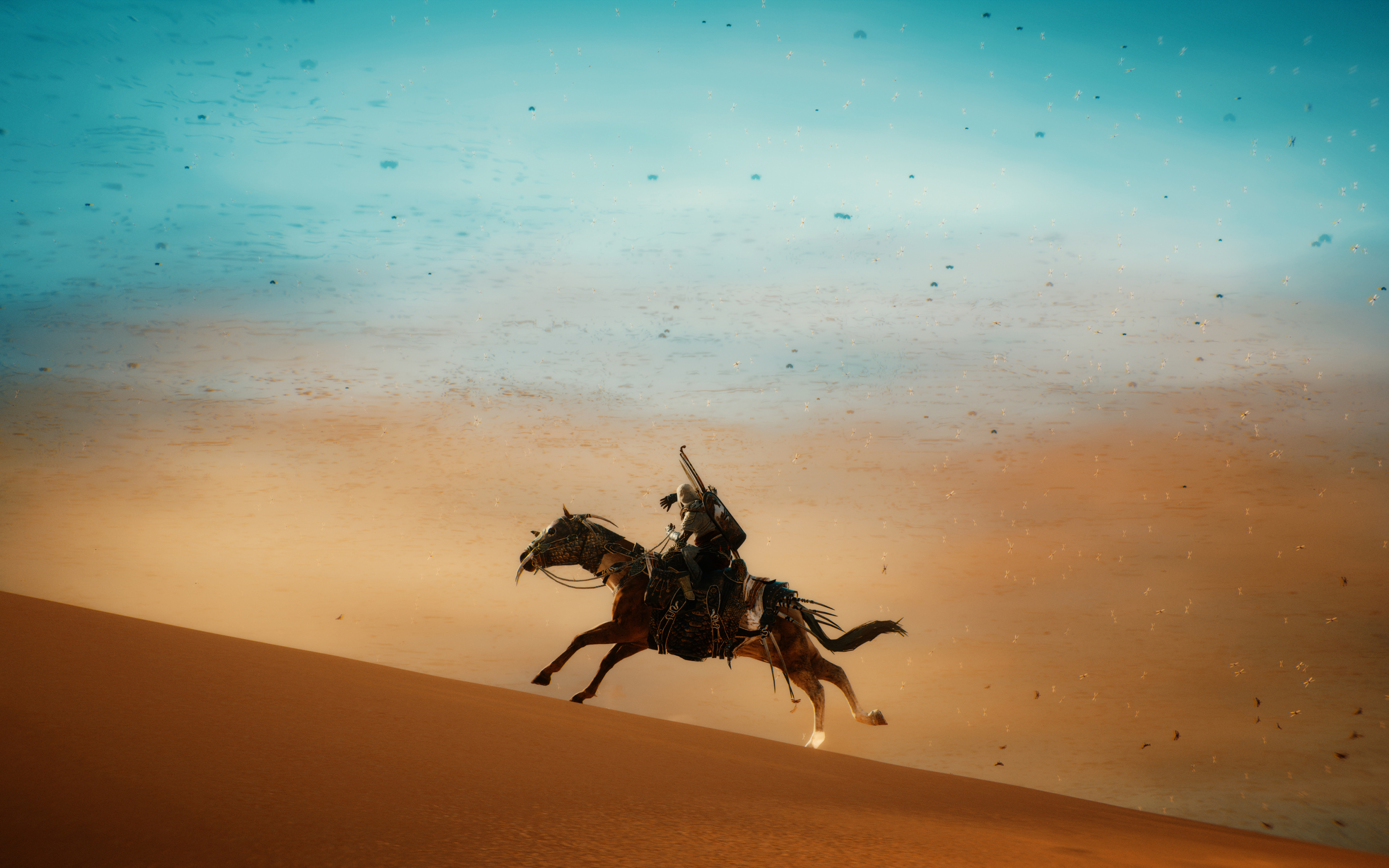 Assassin's Creed: Origins, horse ride, desert, game art, 2880x1800 wallpaper