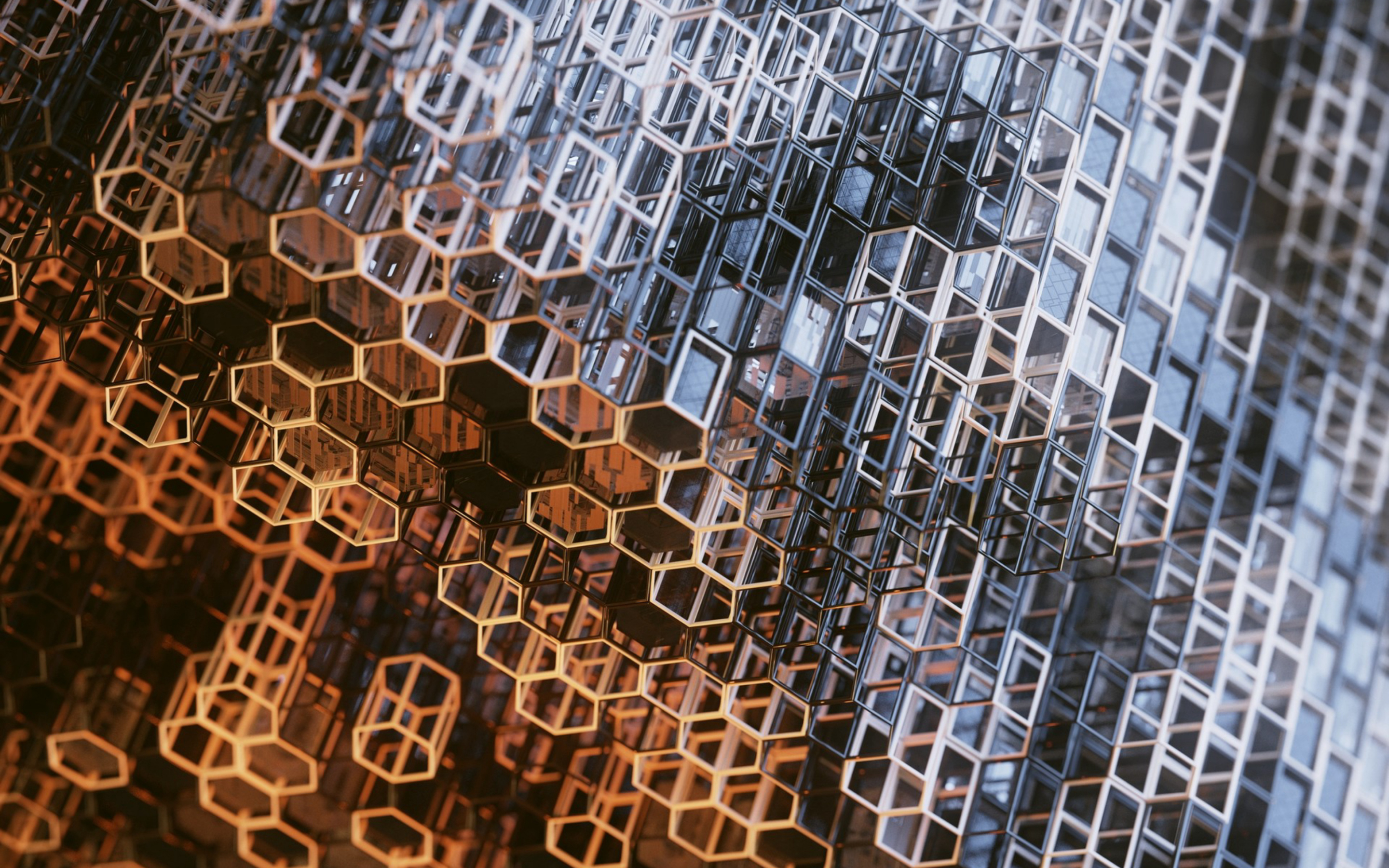 Structure, metallic, hexagonal grid, 2880x1800 wallpaper