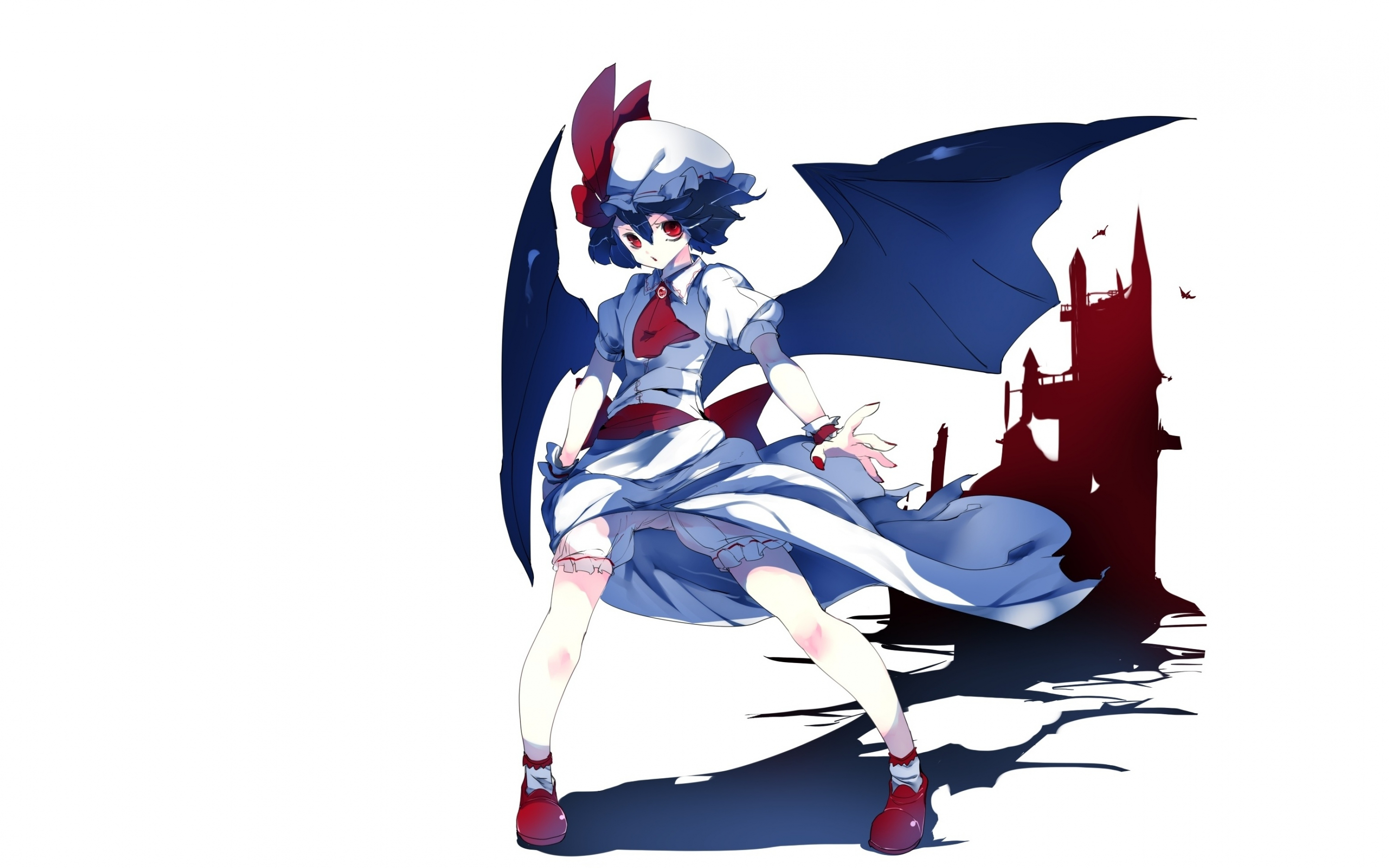 Wings, anime girl, touhou, remilia scarlet, 2880x1800 wallpaper