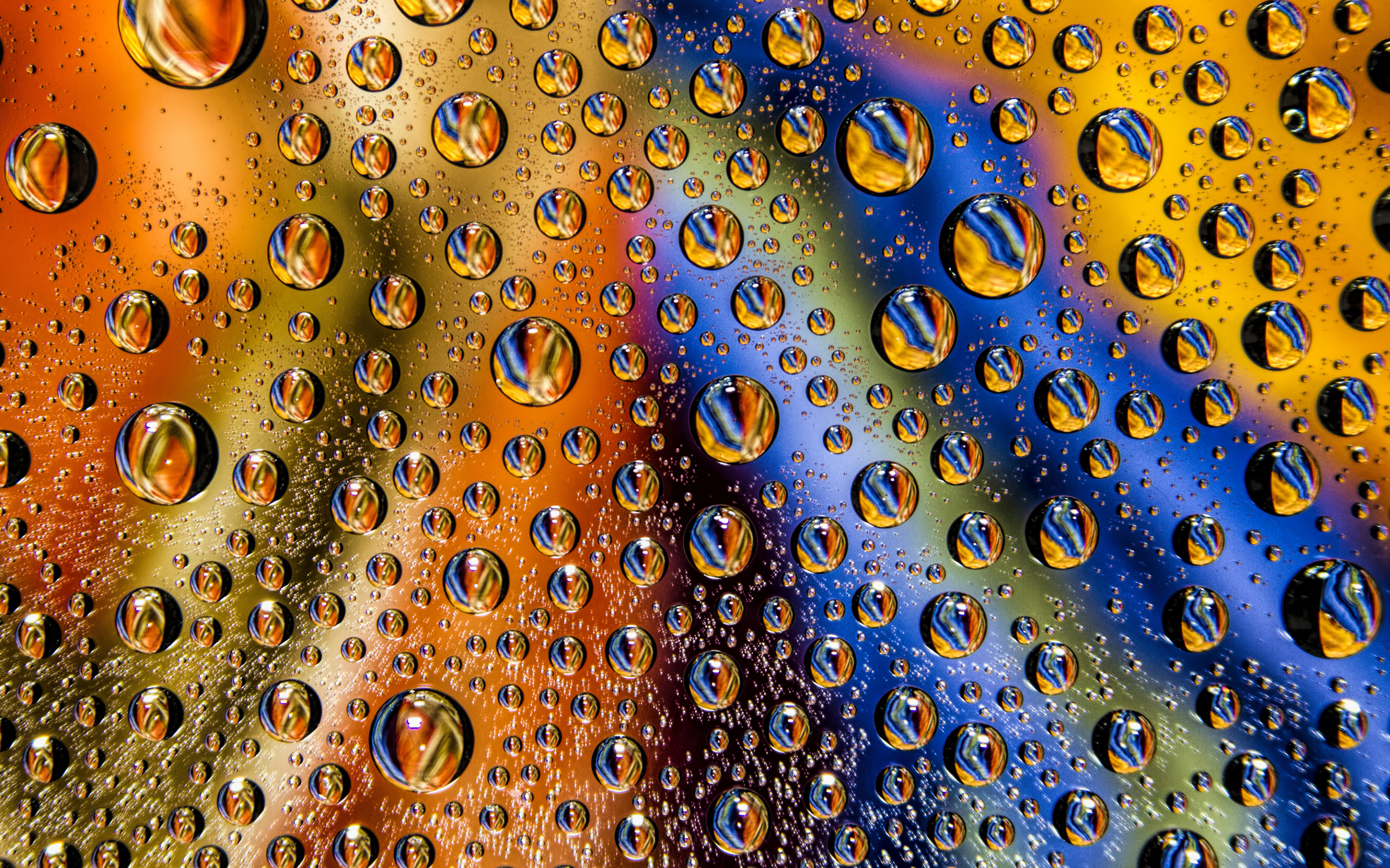 Drops, wet surface, colorful, 2880x1800 wallpaper