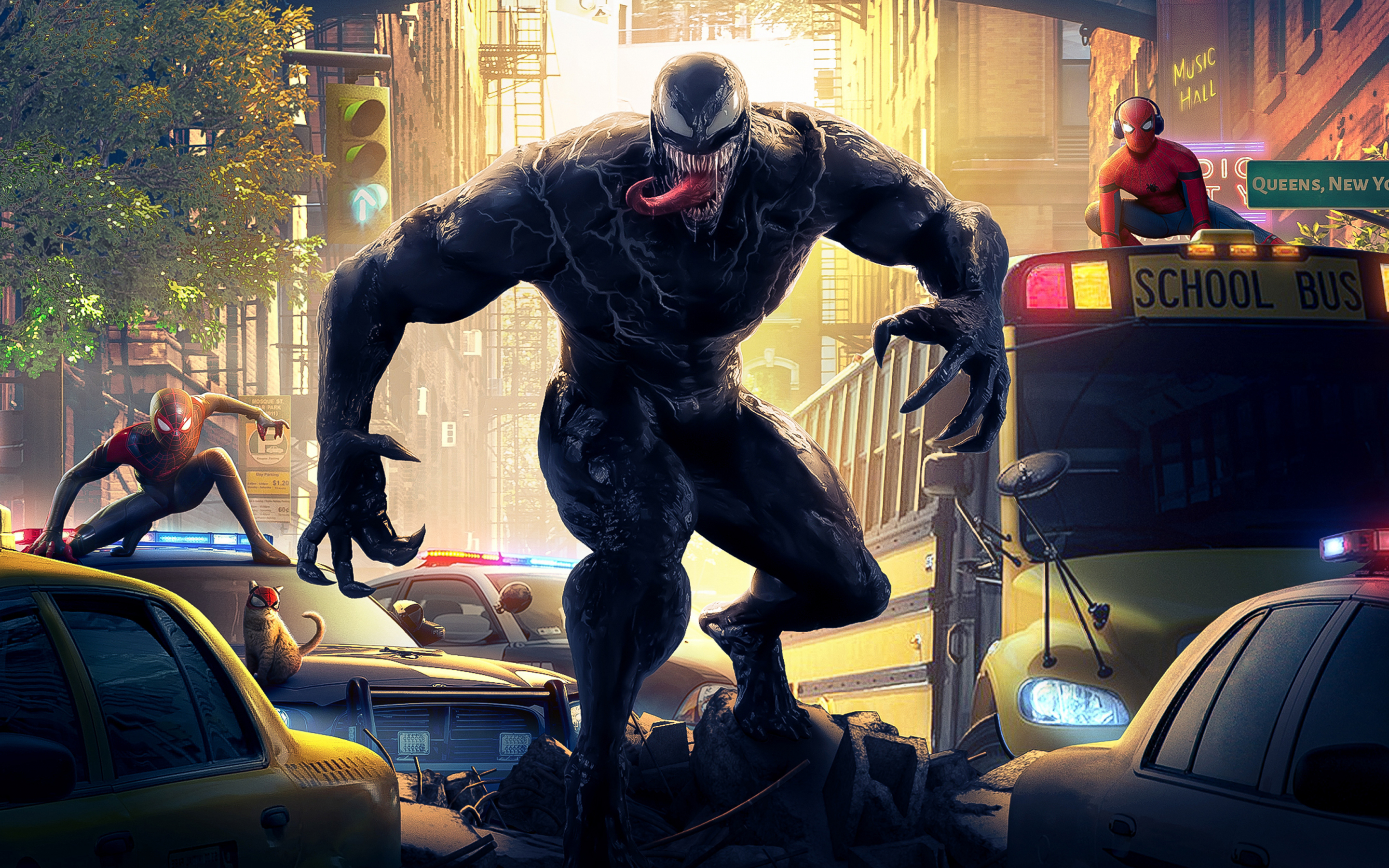 Venom vs Spidermen, team up, 2023, 2880x1800 wallpaper