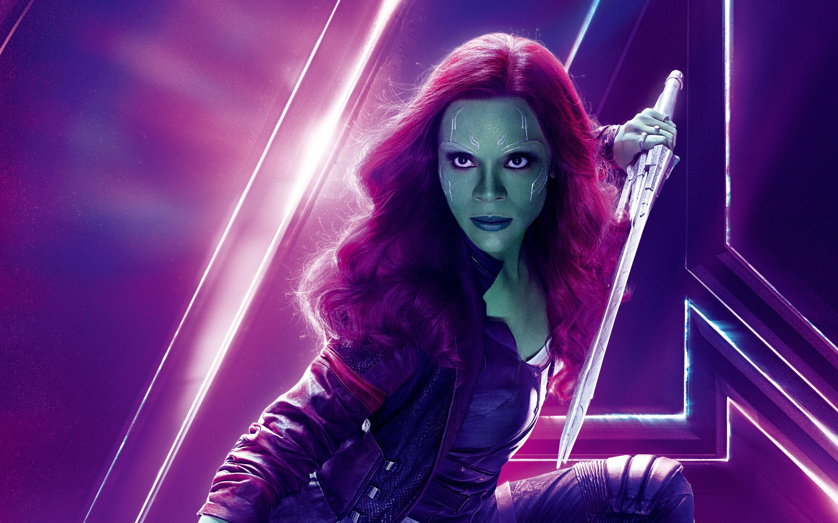 Avengers: infinity war, zoe saldana as gamora, movie, 2880x1800 wallpaper