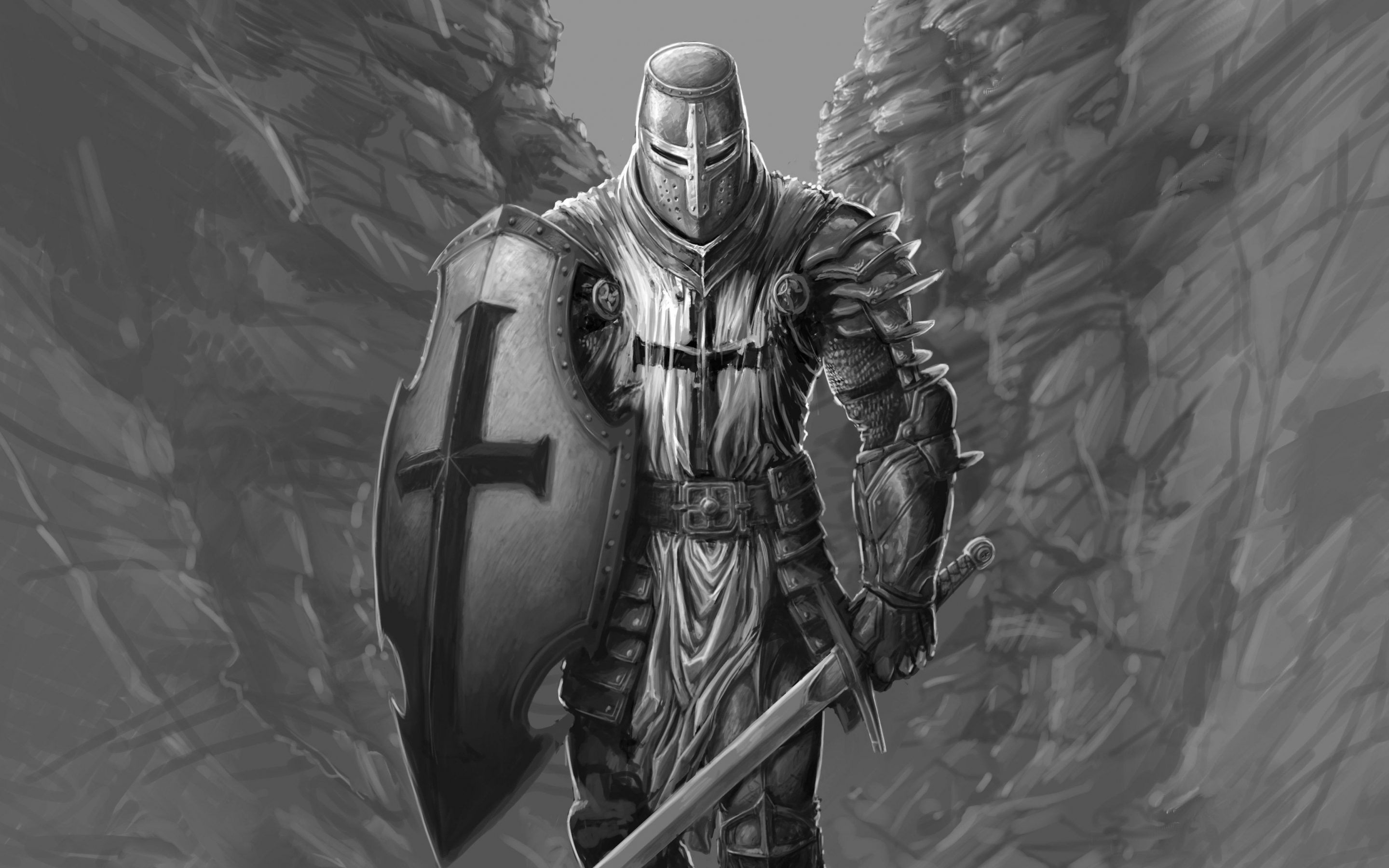 The Knight, fantasy, warrior, art, 2880x1800 wallpaper