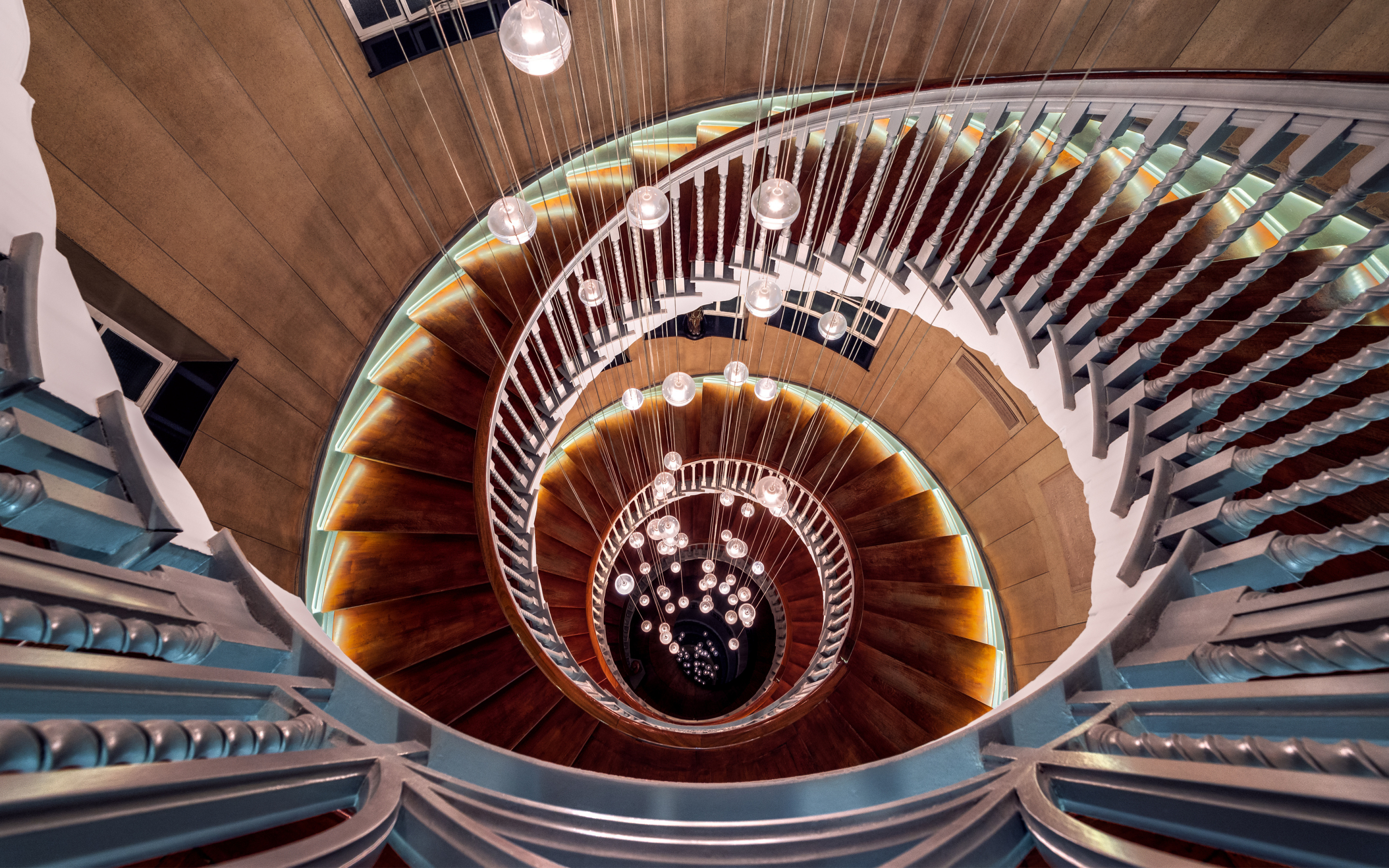 Spiral staircase, wooden, architecture, interior design, 2880x1800 wallpaper