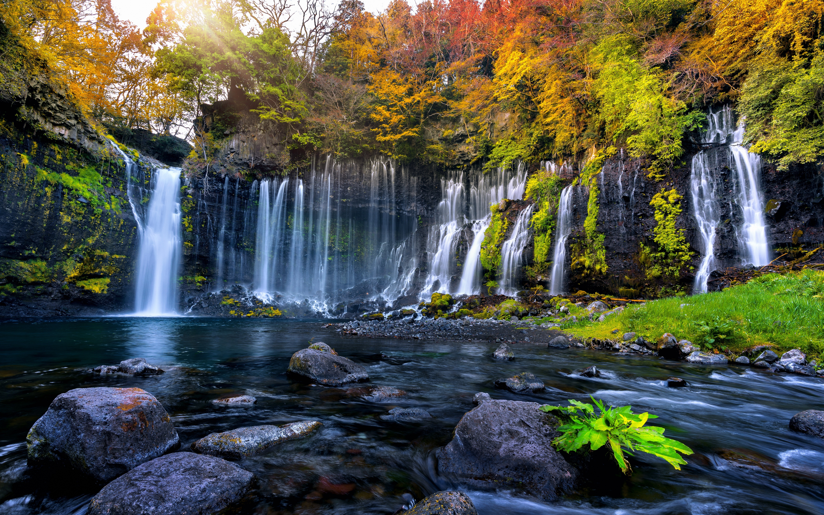 Exotic and beautiful nature, waterfall, river stream, 2880x1800 wallpaper