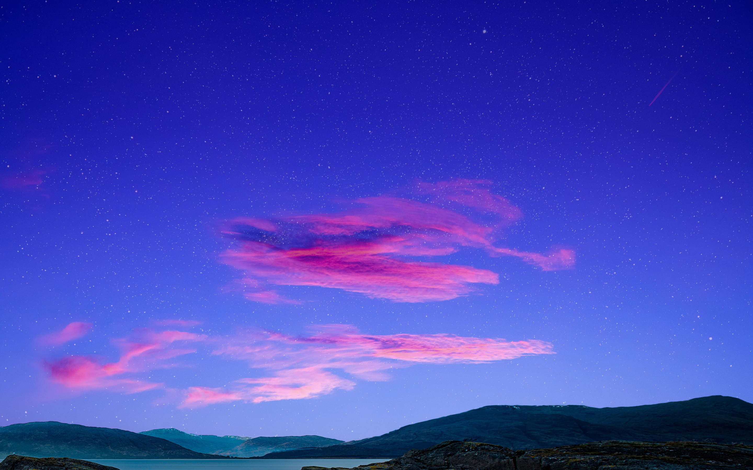 Pink clouds, sky, minimal, sunset, nature, 2880x1800 wallpaper