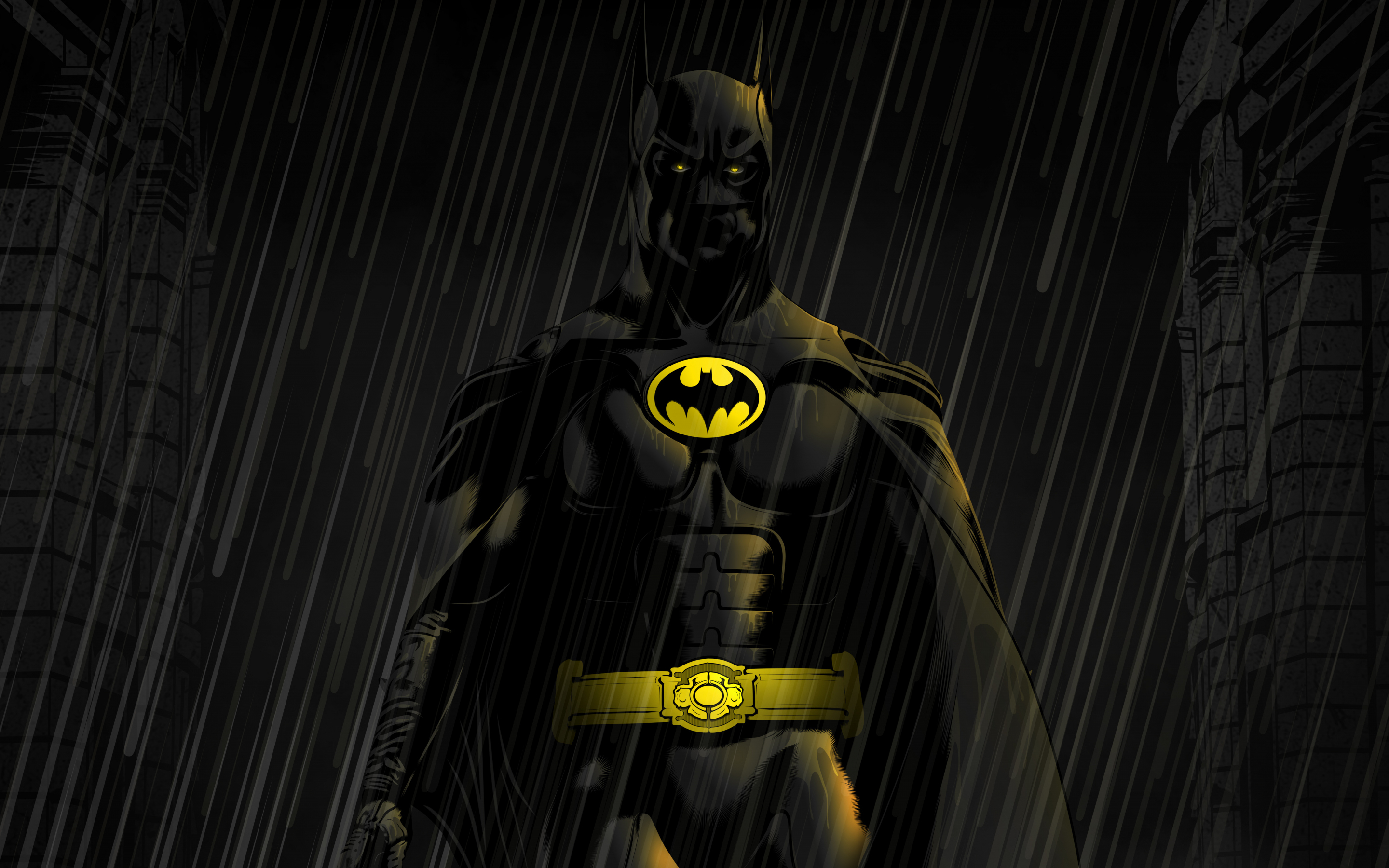Batman, dark, rain, artwork, 2880x1800 wallpaper