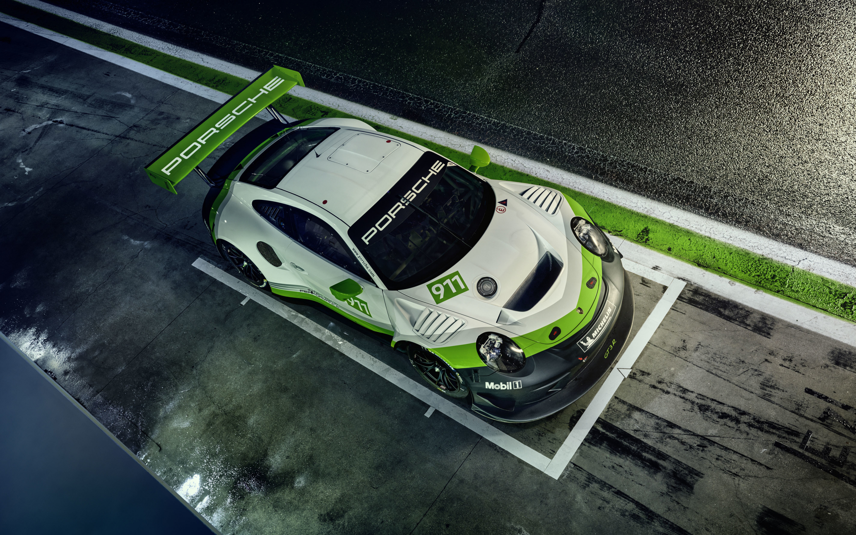 Porsche 911 GT3 R, top view, 2019, 2880x1800 wallpaper
