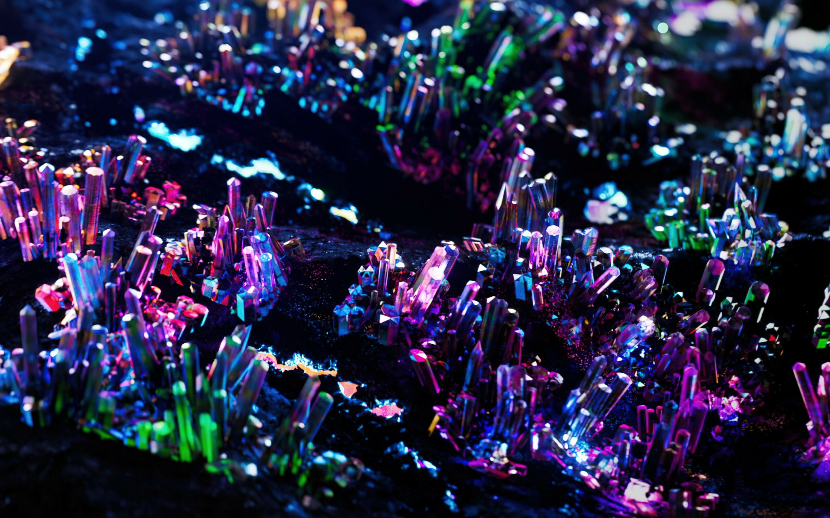 Abstract, small and colorful shapes, dark & glow, 2880x1800 wallpaper