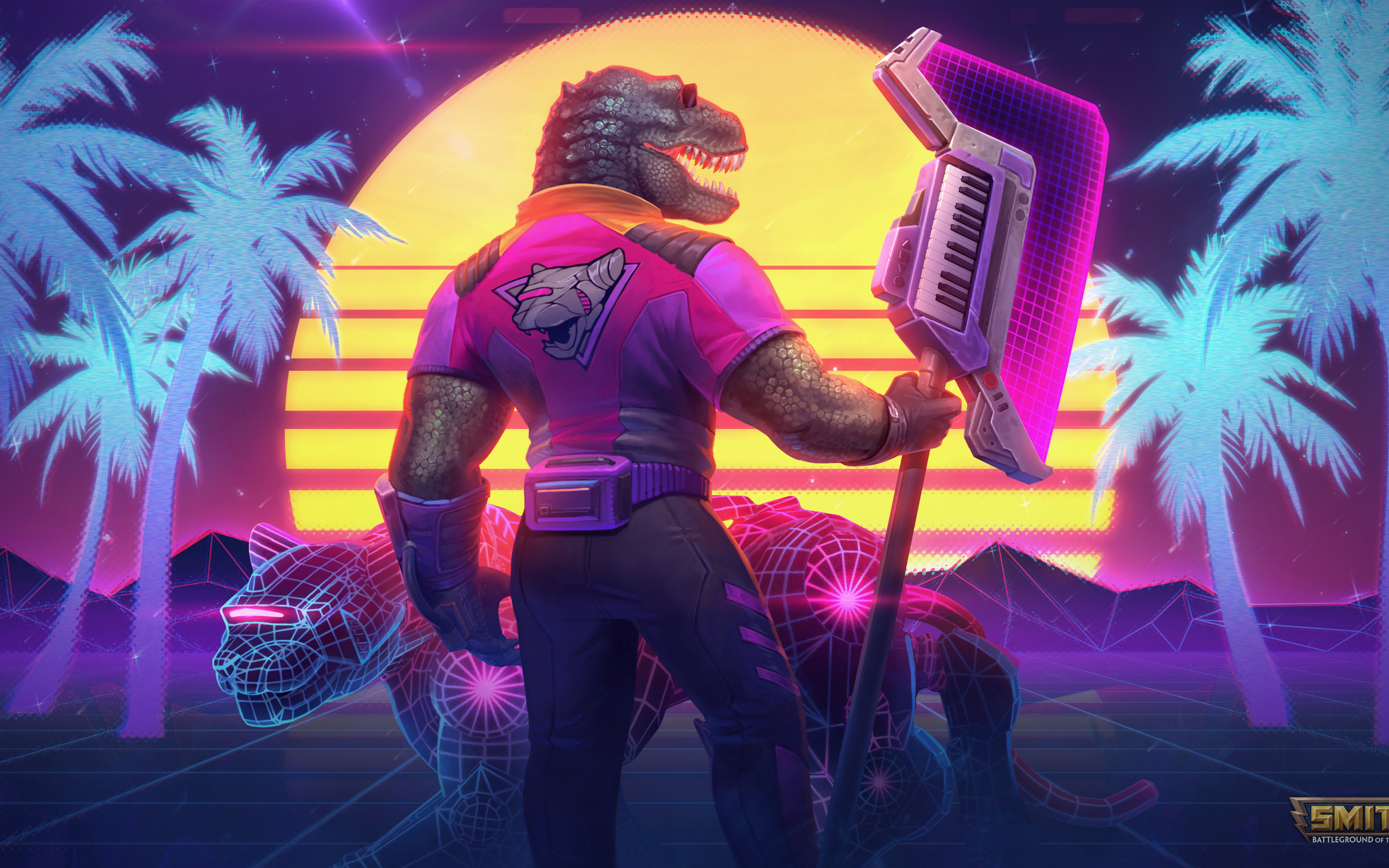 Smite, T-rax, Dinosaur, video game, 2880x1800 wallpaper
