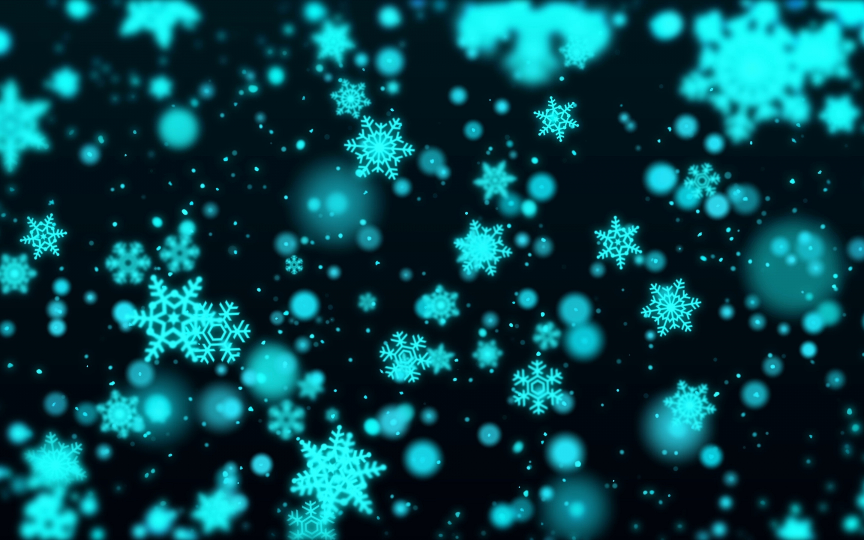 Blue snowflakes, bokeh, artwork, 2880x1800 wallpaper
