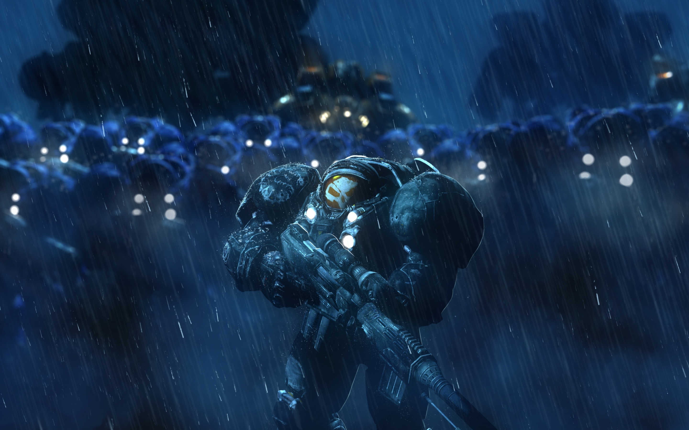 StarCraft: Remastered, soldiers, rain, video game, 2880x1800 wallpaper