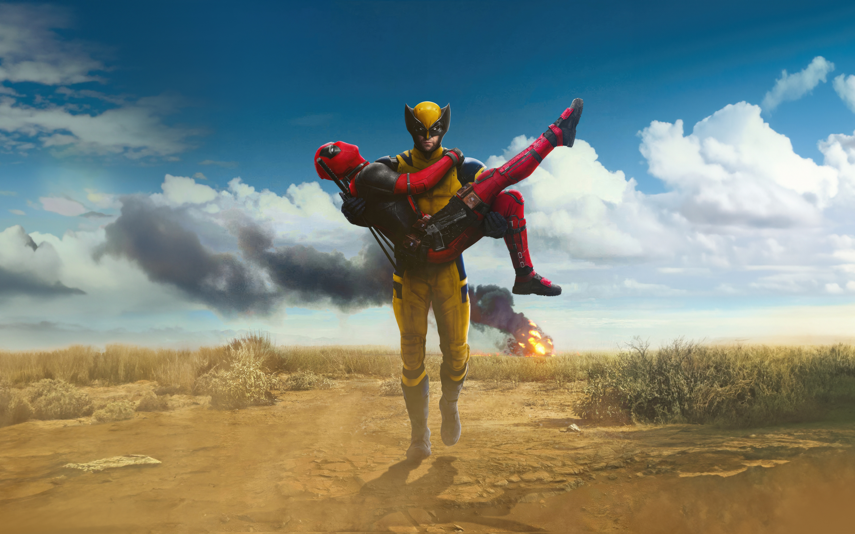Brotherhood of heroes, deadpool and Wolverine, movie, 2023, 2880x1800 wallpaper