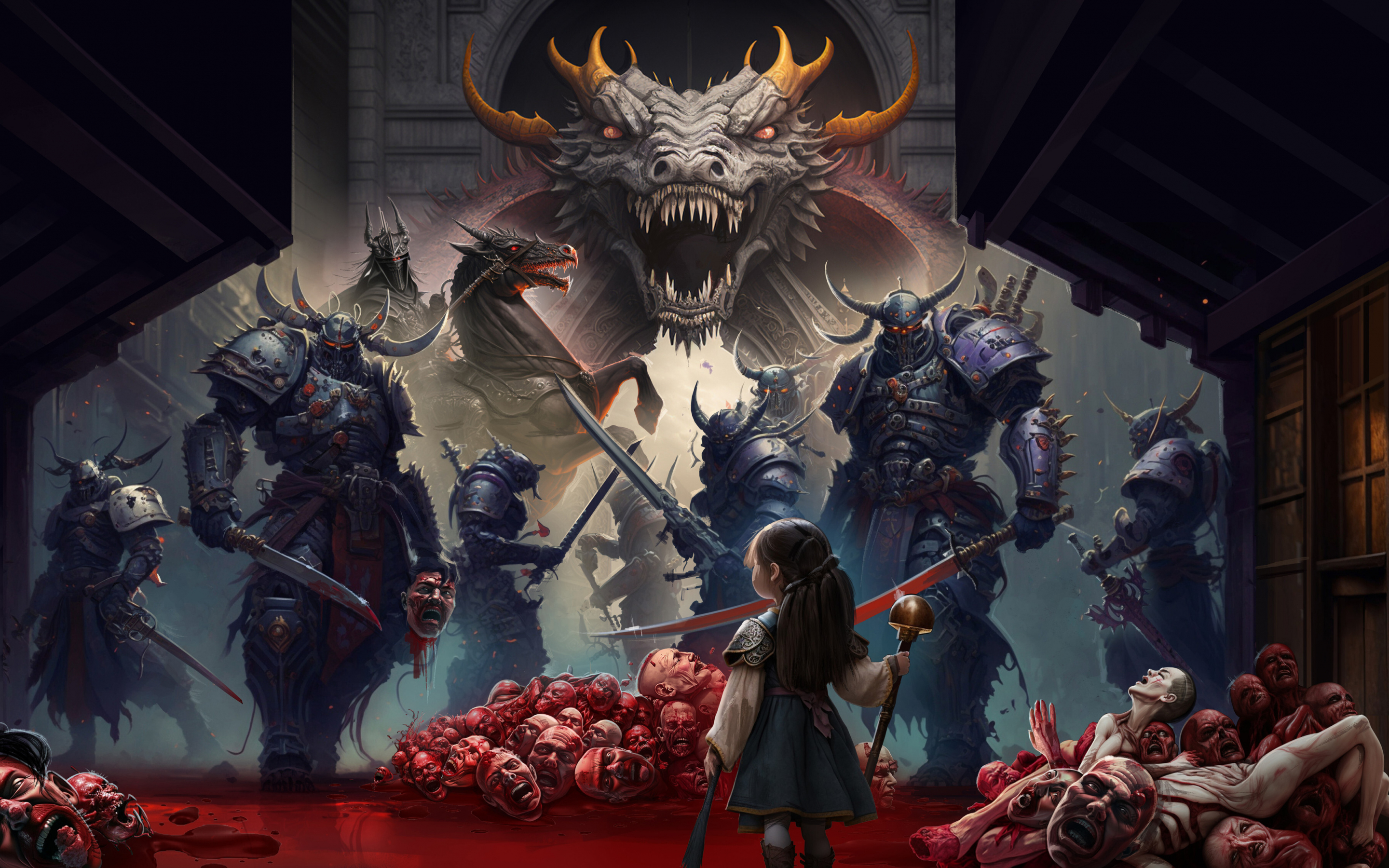 The dragon gate massacre, video game, fantasy, 2880x1800 wallpaper