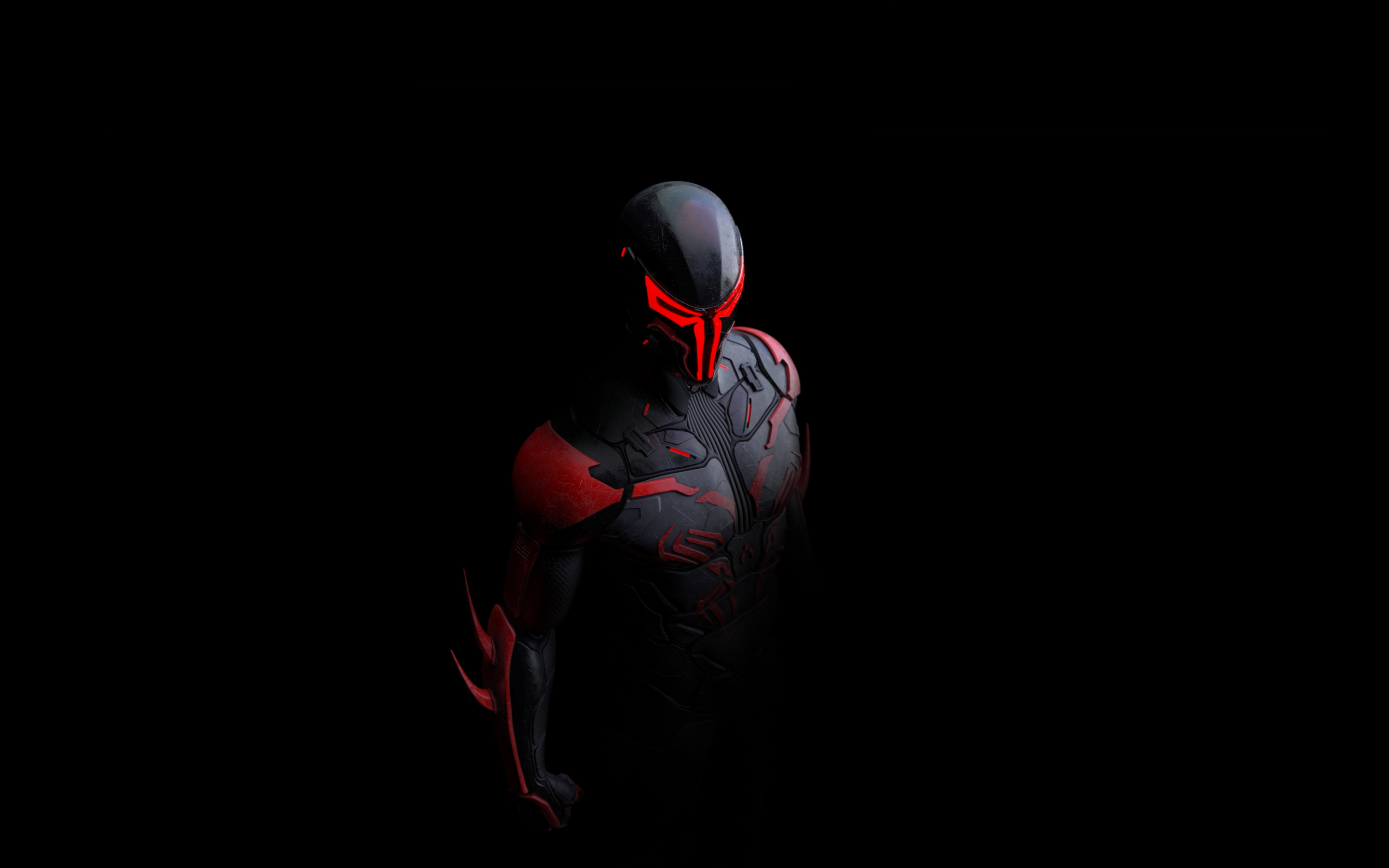 Spider-man 2099, minimal & dark art, 2880x1800 wallpaper