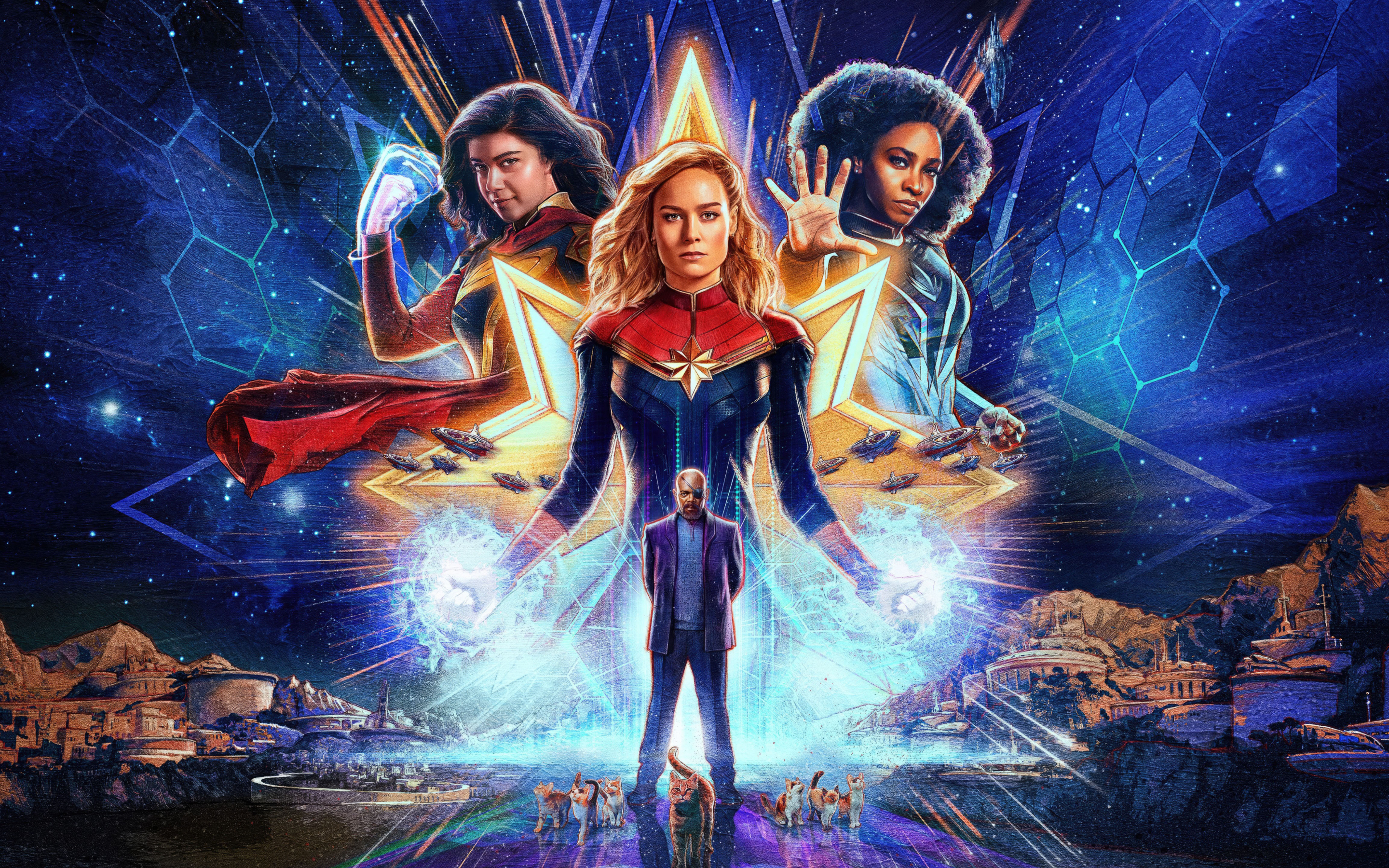 Captain Marvel, Monica Rambeau and Kamala khan, movie, 2880x1800 wallpaper