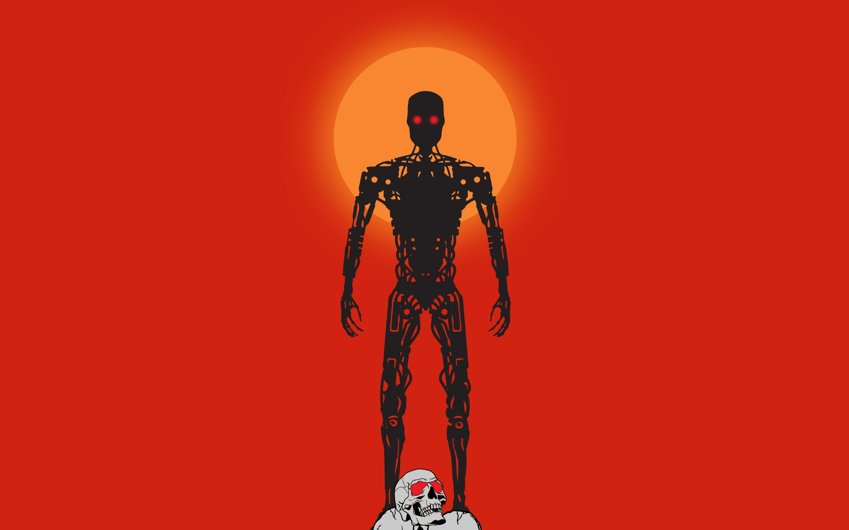 Terminator: Dark Fate, Terminator robot, minimalist, artwork, 2880x1800 wallpaper