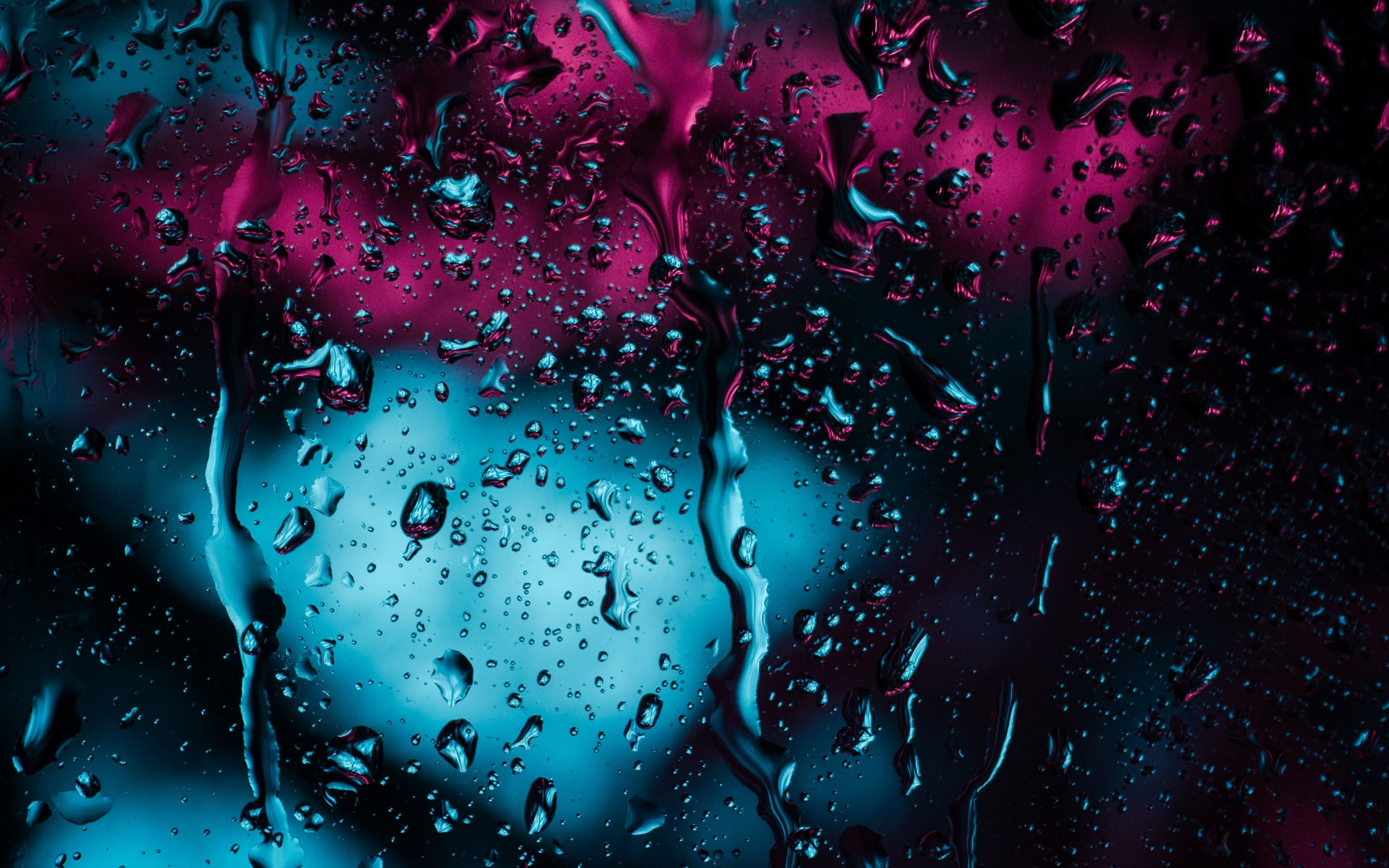Water drops, surface, dark, 2880x1800 wallpaper