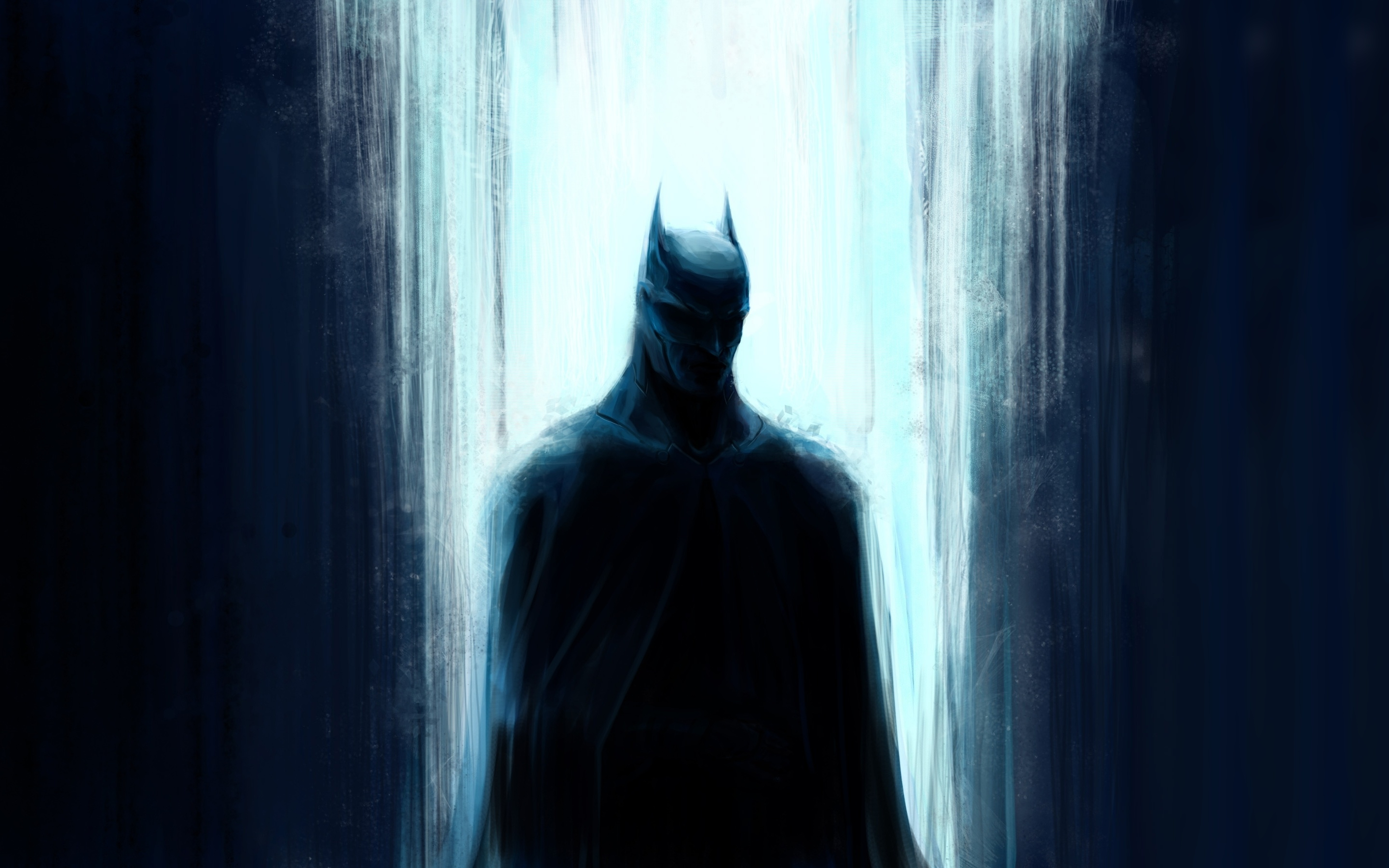 Batman, silhouette, dark, heroes, 2880x1800 wallpaper