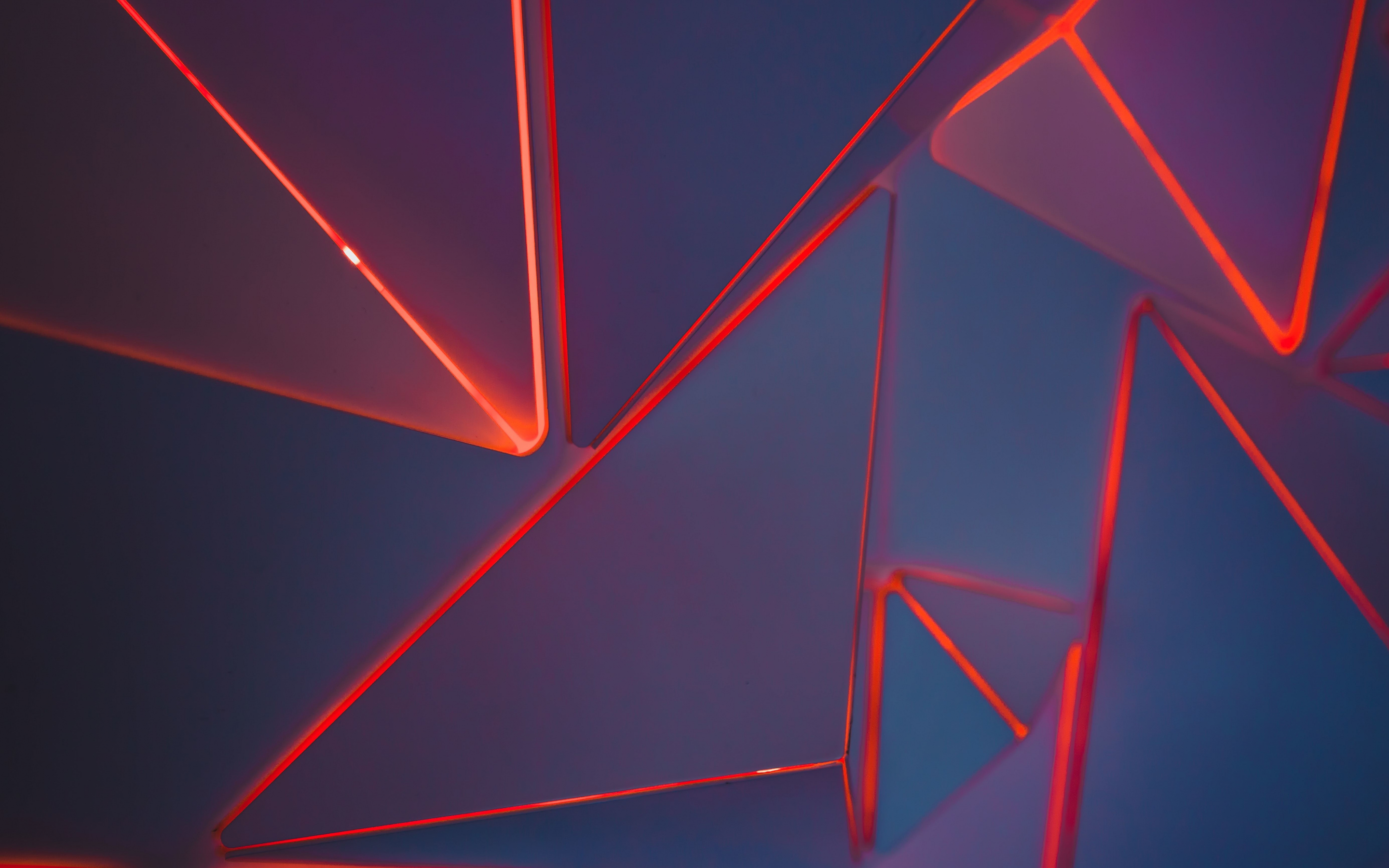 Red, neon, triangles, geometric, pattern, 2880x1800 wallpaper