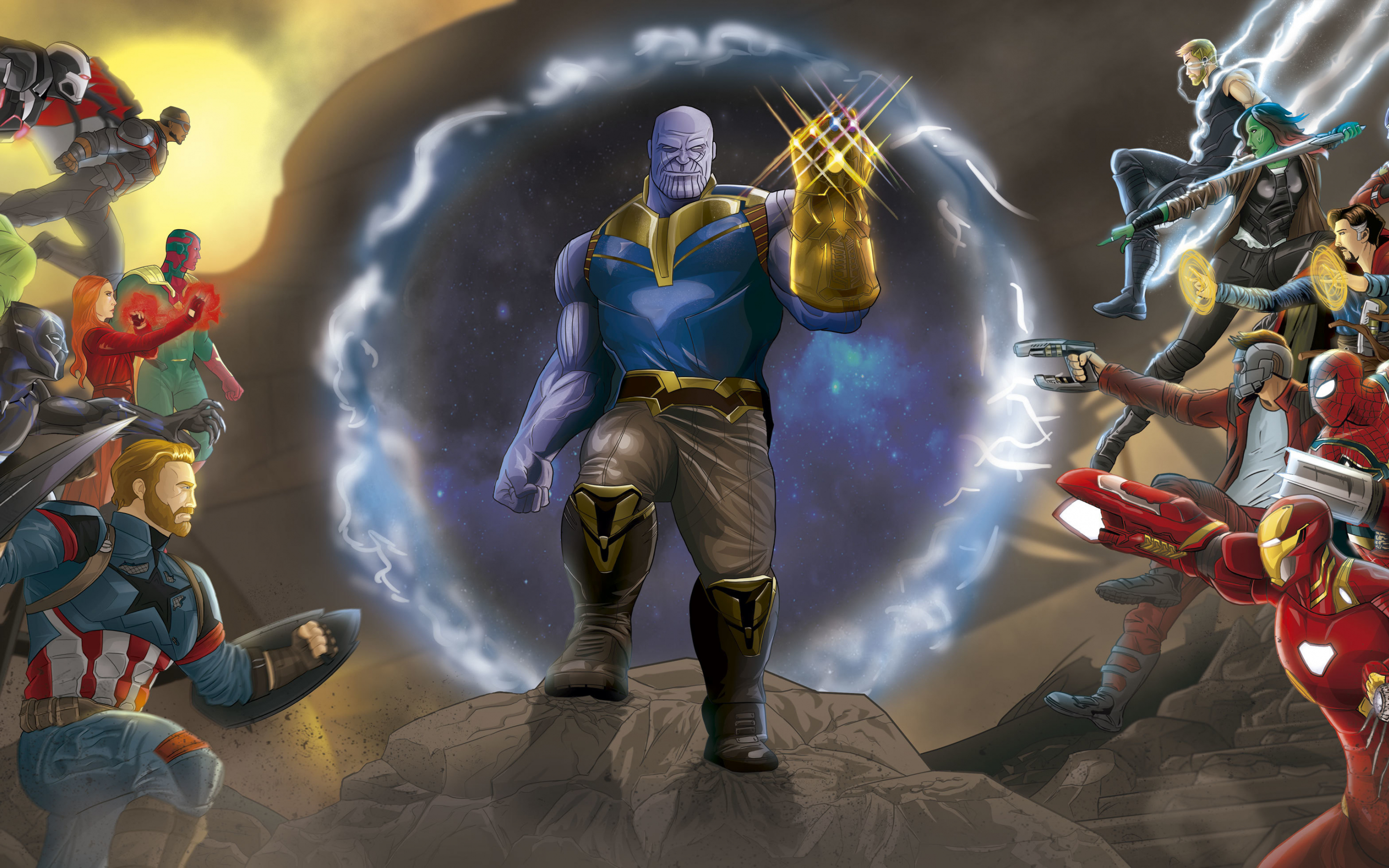 Marvel, Avengers: infinity war, thanos, fan art, 2880x1800 wallpaper