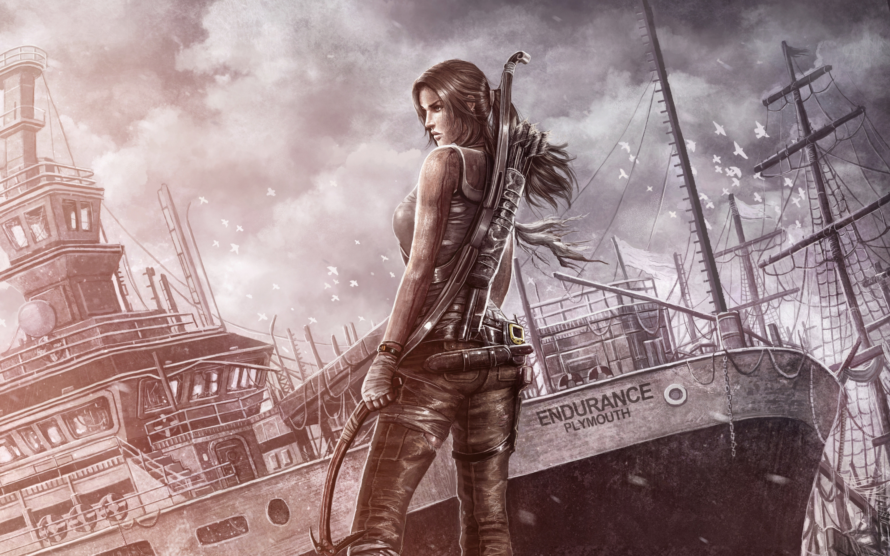 Tomb Raider, archer, Lara Croft, video game, fan art, 2880x1800 wallpaper