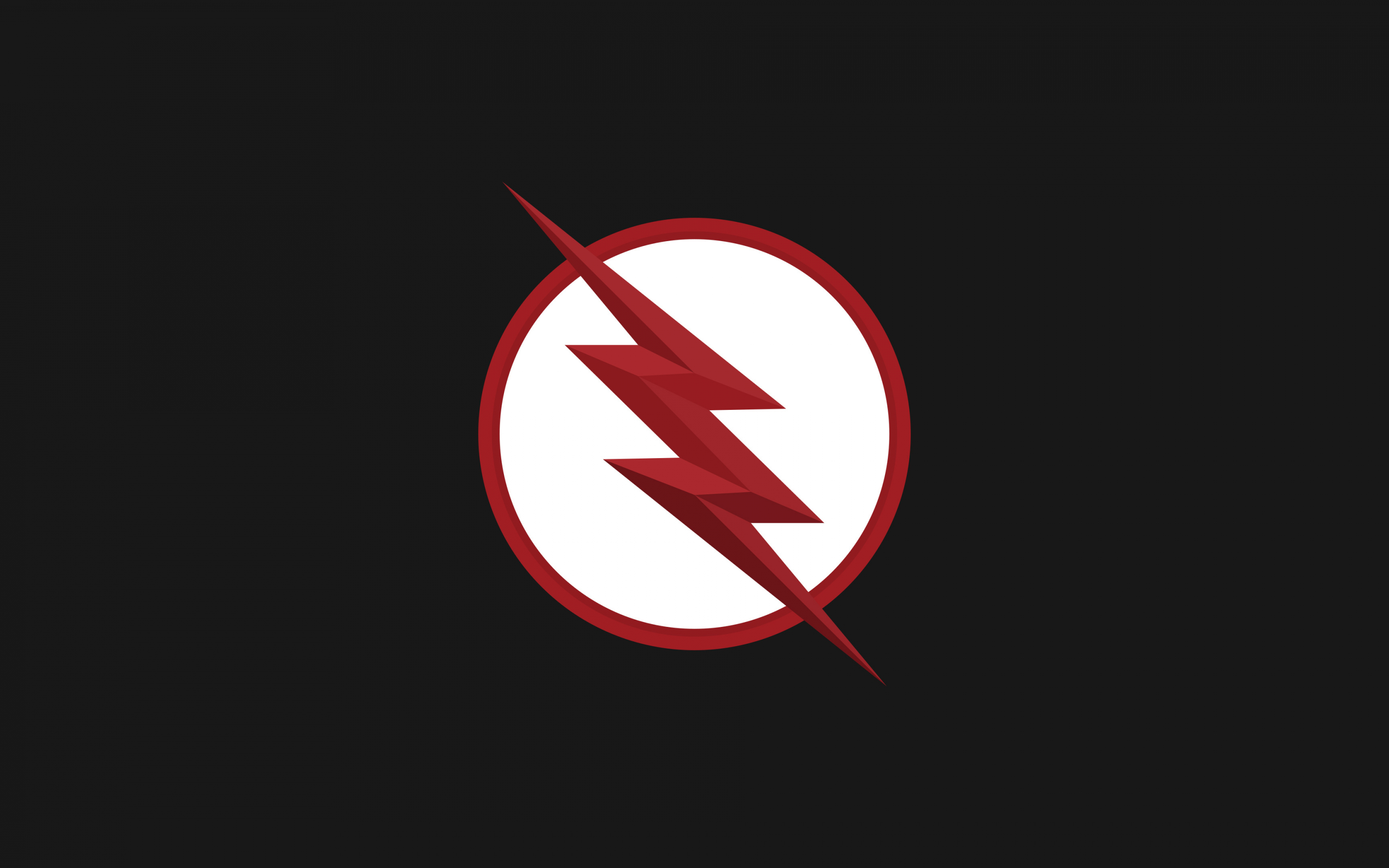 Flash, logo, red-white logo, minimal, 2880x1800 wallpaper