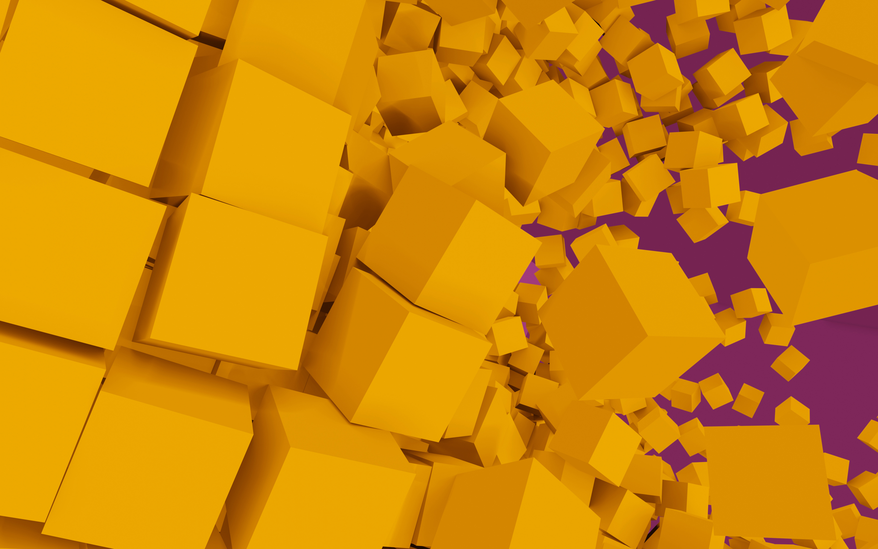 Yellow 3d cubes, abstract, 2880x1800 wallpaper