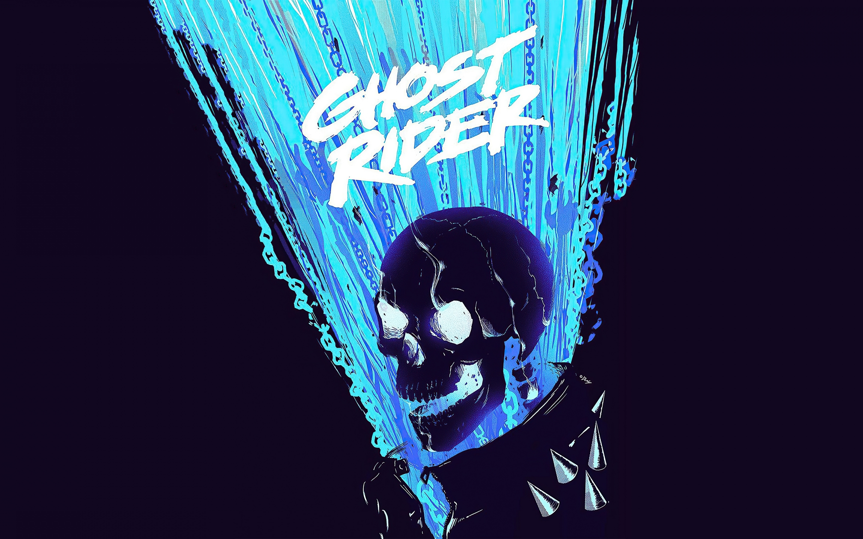 Ghost Rider, dark, minimal art, 2880x1800 wallpaper