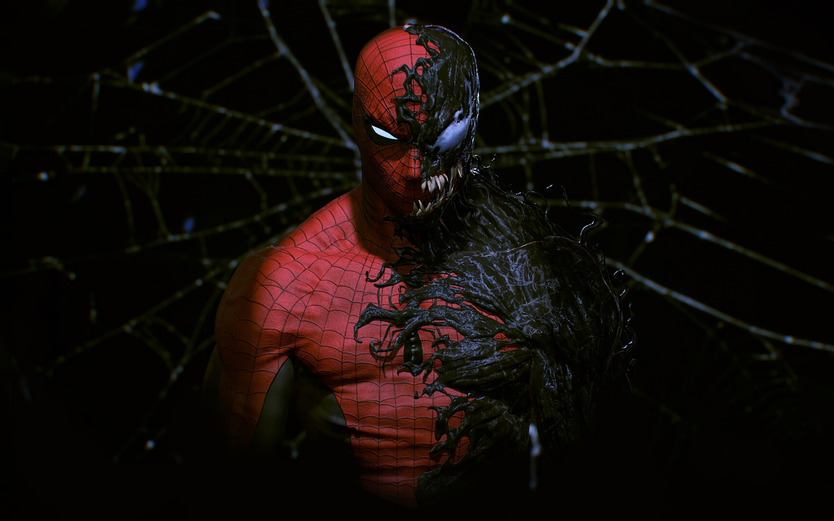 Spider-man inside venom, art, 2880x1800 wallpaper