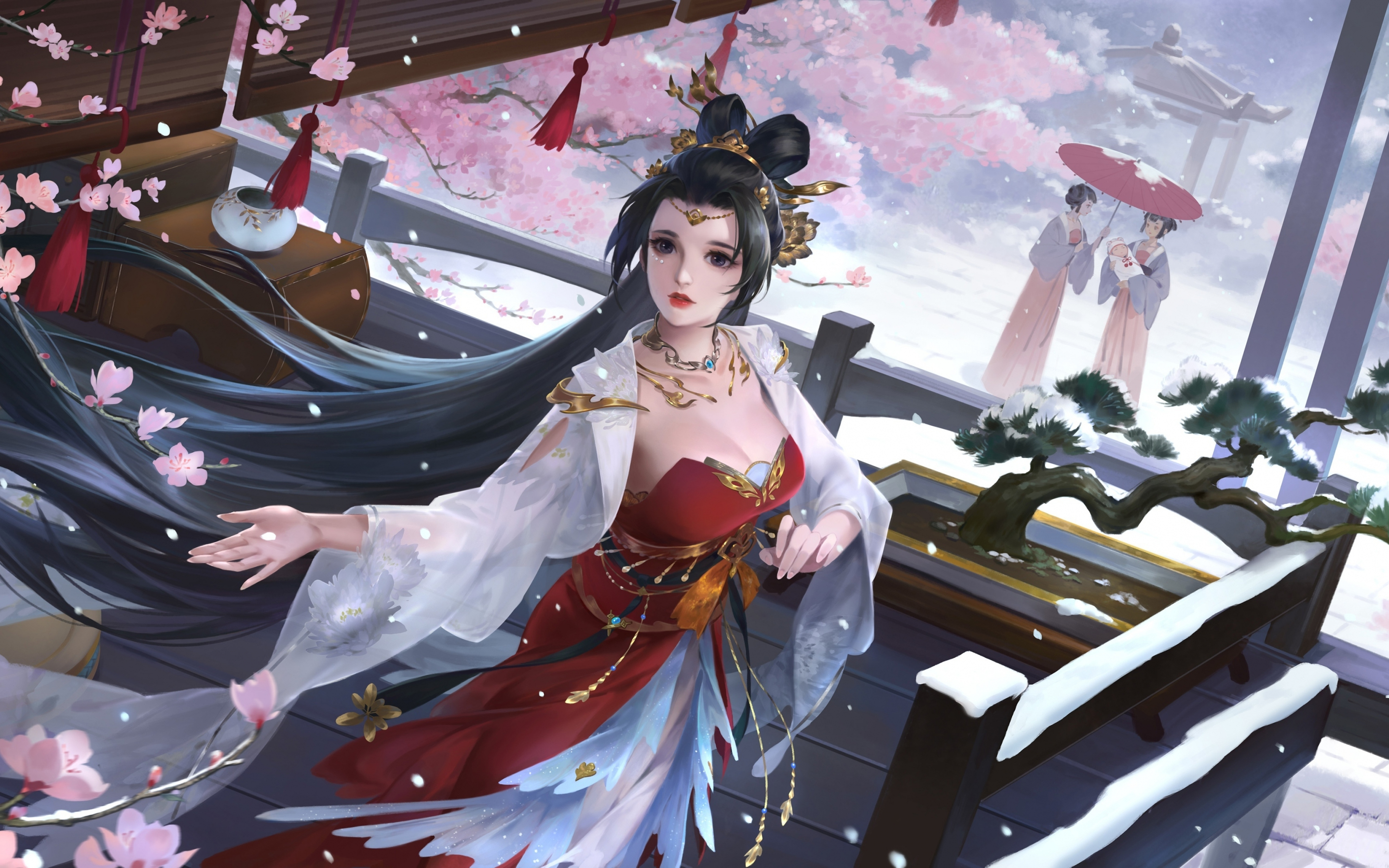 Blossom, beautiful queen, LOL game art, 2880x1800 wallpaper