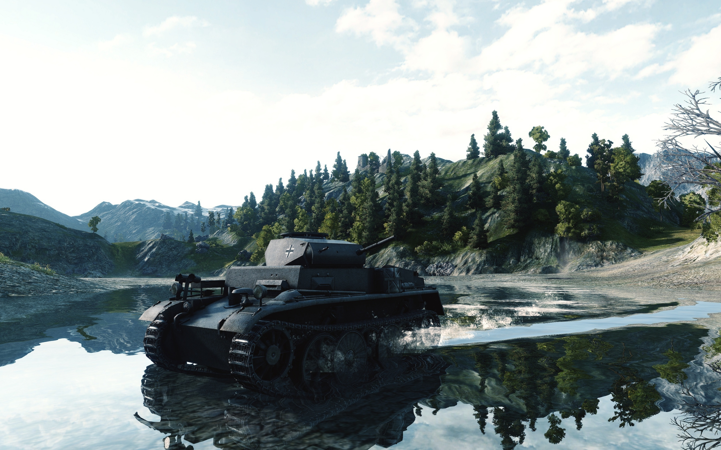 World of tanks, lake, video game, 2880x1800 wallpaper