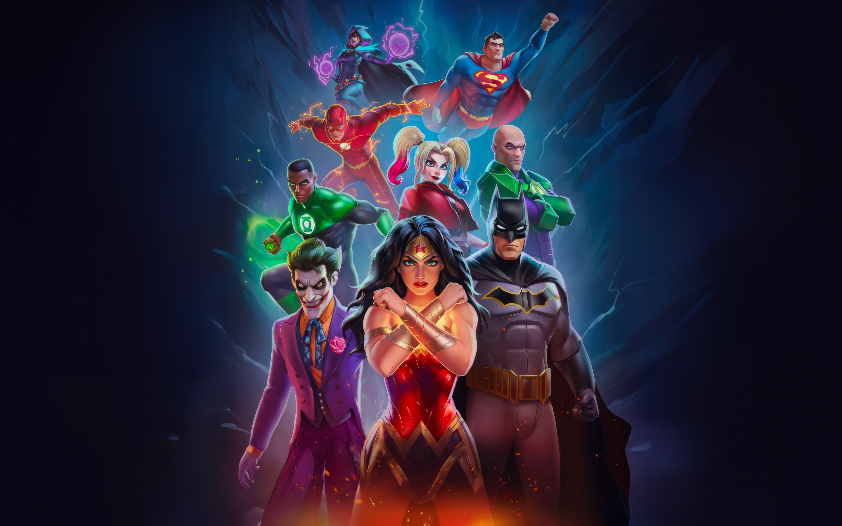 DC heroes and villains, Justice league, animated show, 2880x1800 wallpaper