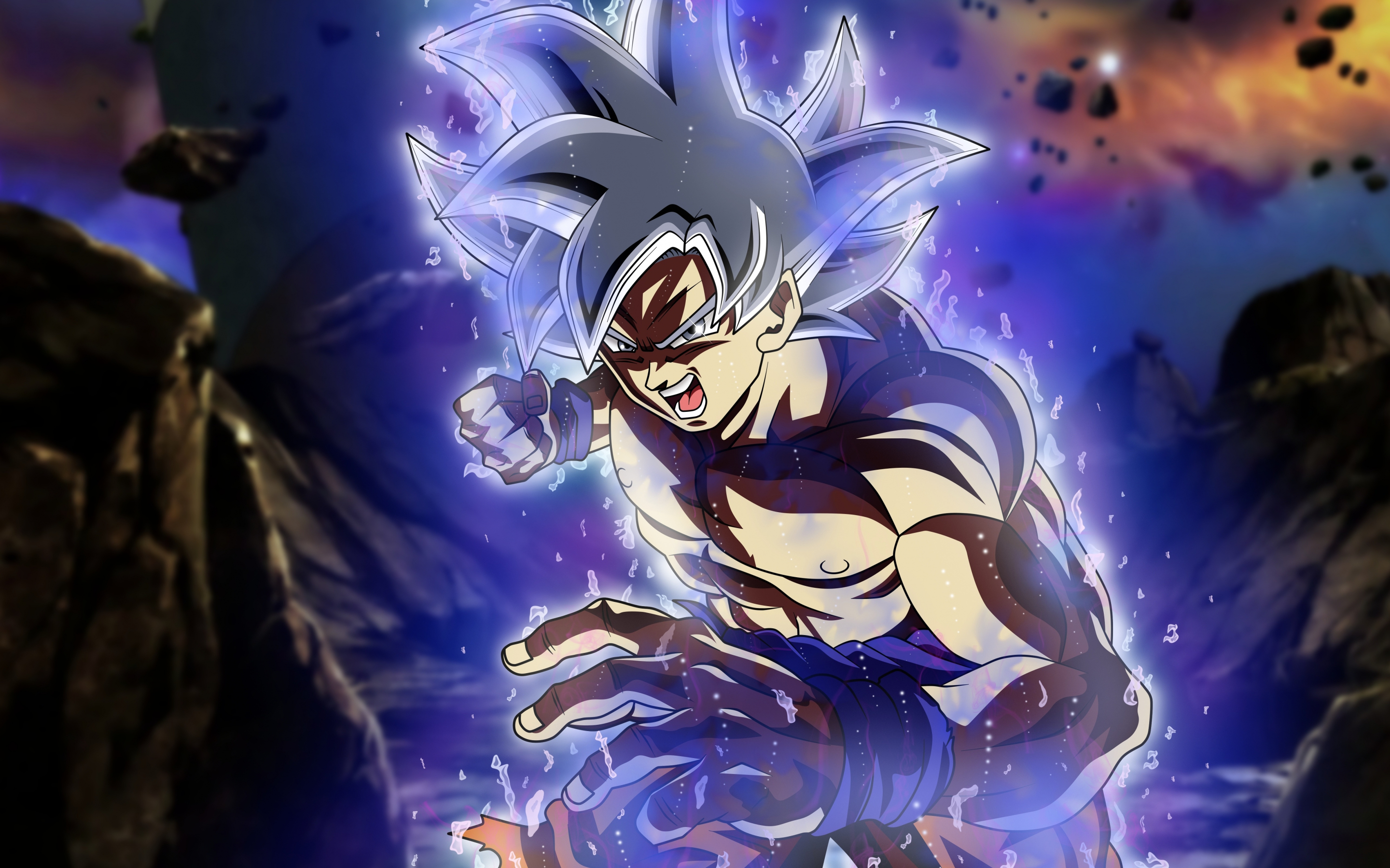 Ultra Instinct, shirtless, anime boy, Goku, 2880x1800 wallpaper