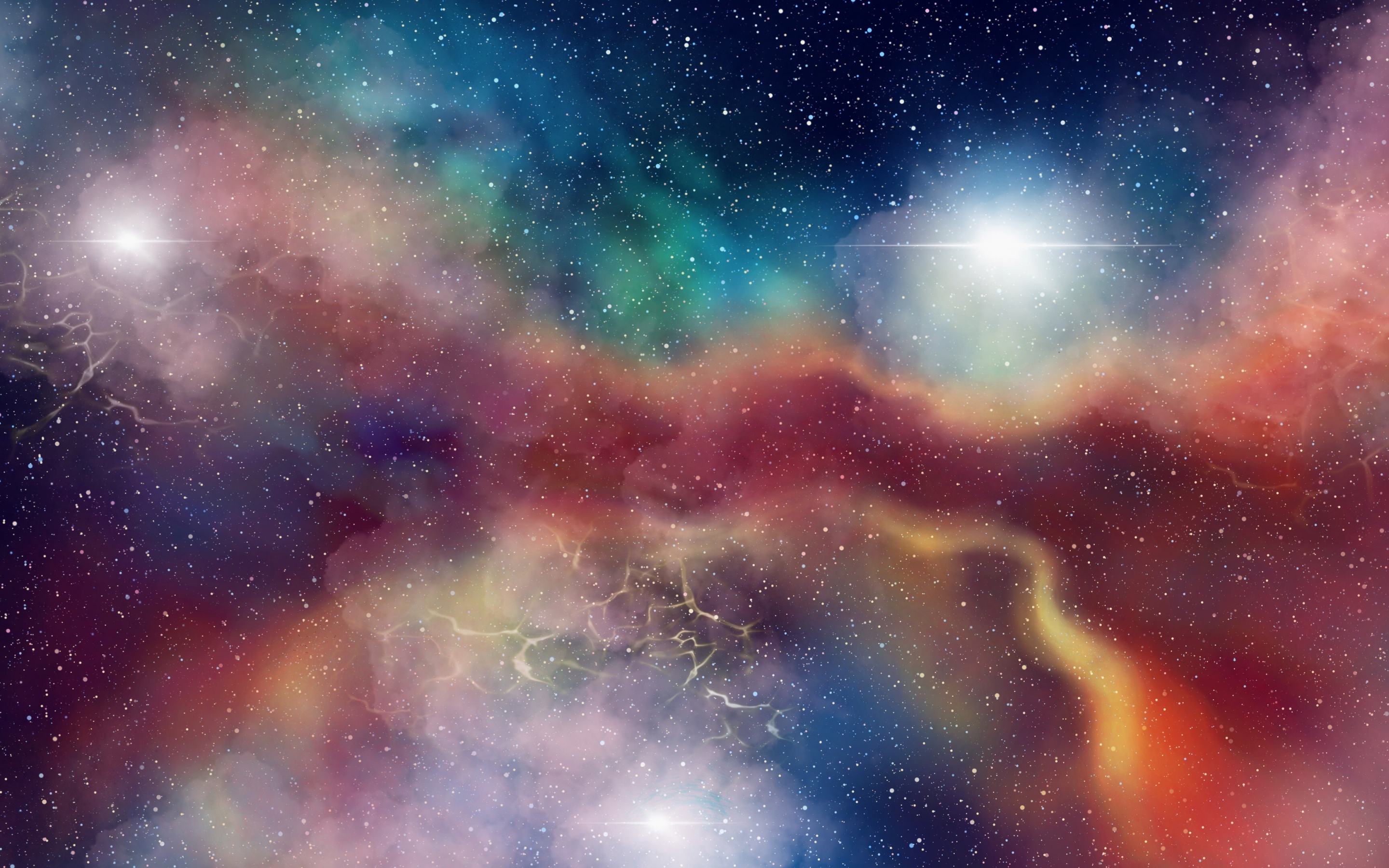 Galaxy, stars, clouds, space, colorful, 2880x1800 wallpaper