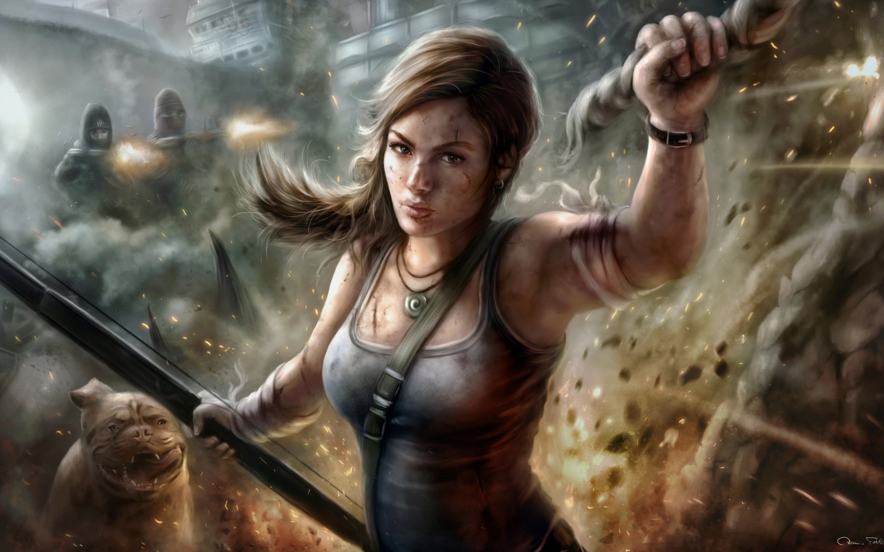 Lara croft, Tomb Raider, beautiful, fanart, 2880x1800 wallpaper