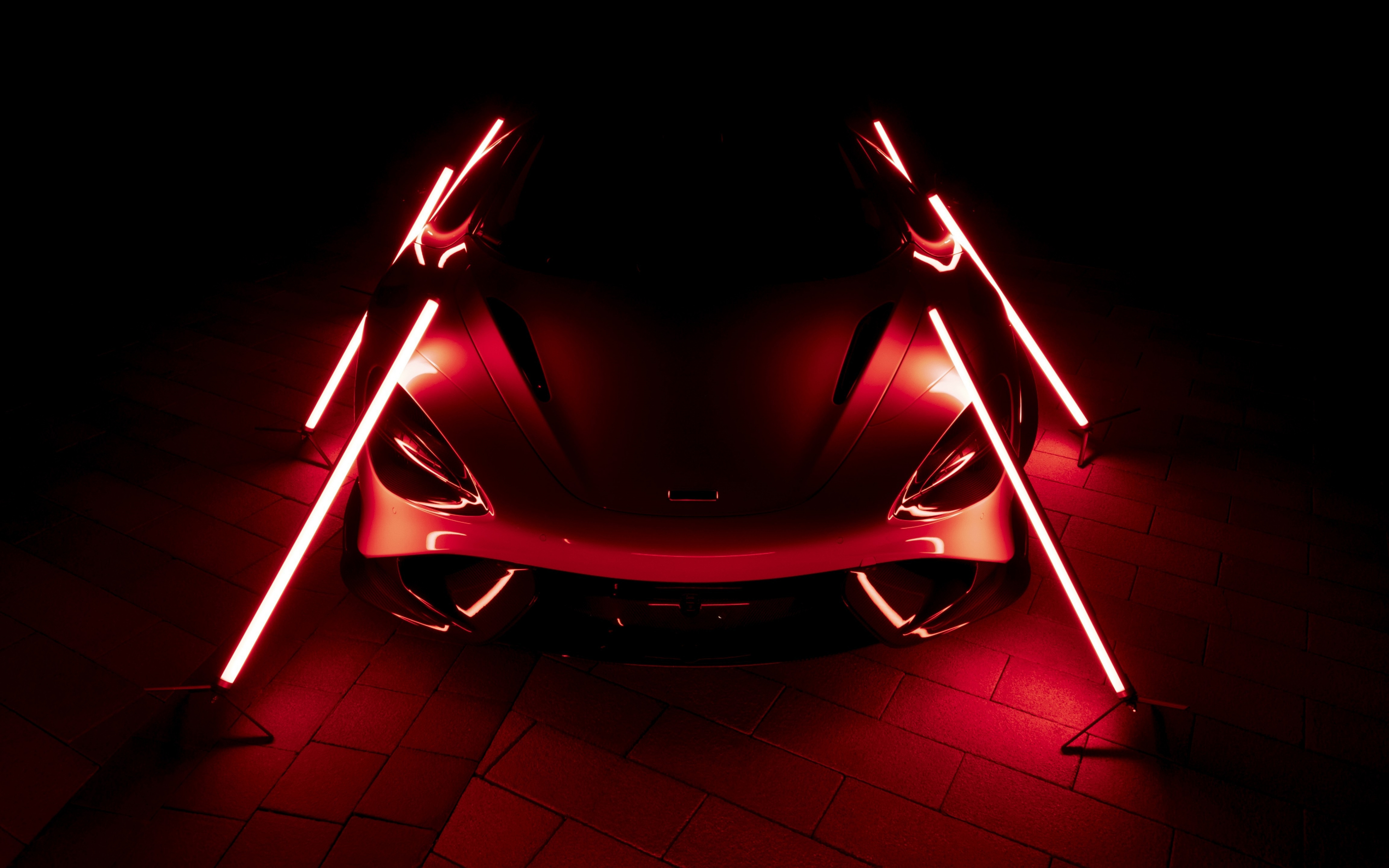2021 McLaren 765LT, dark, red-glow, car, 2880x1800 wallpaper