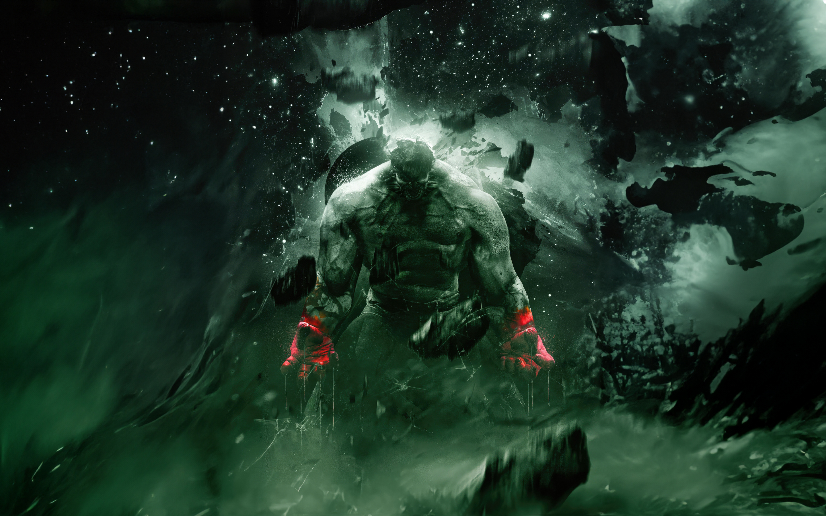 Green and bold, angry Hulk, 2880x1800 wallpaper