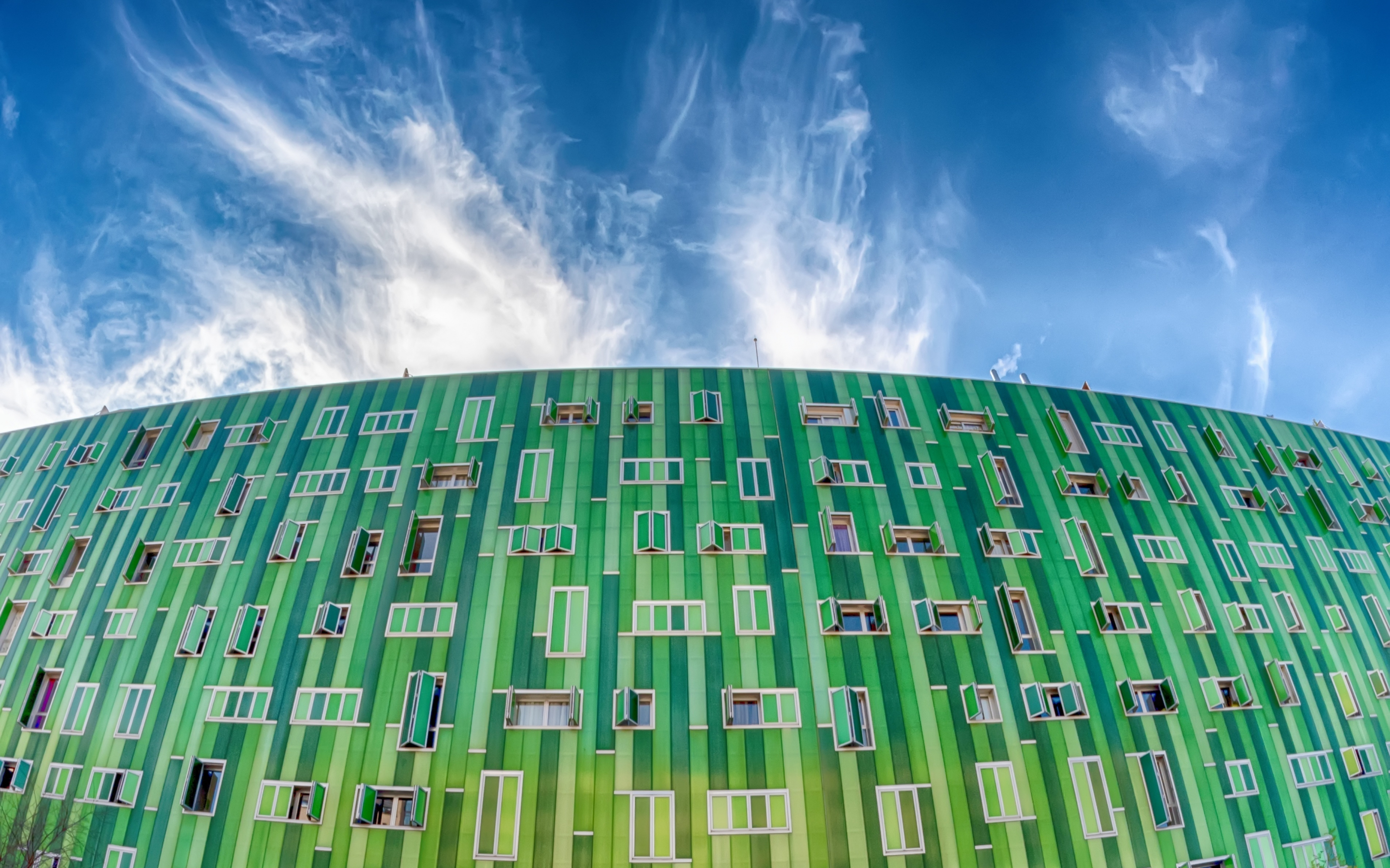 Green, facade, sunny day, building, architecture, 2880x1800 wallpaper