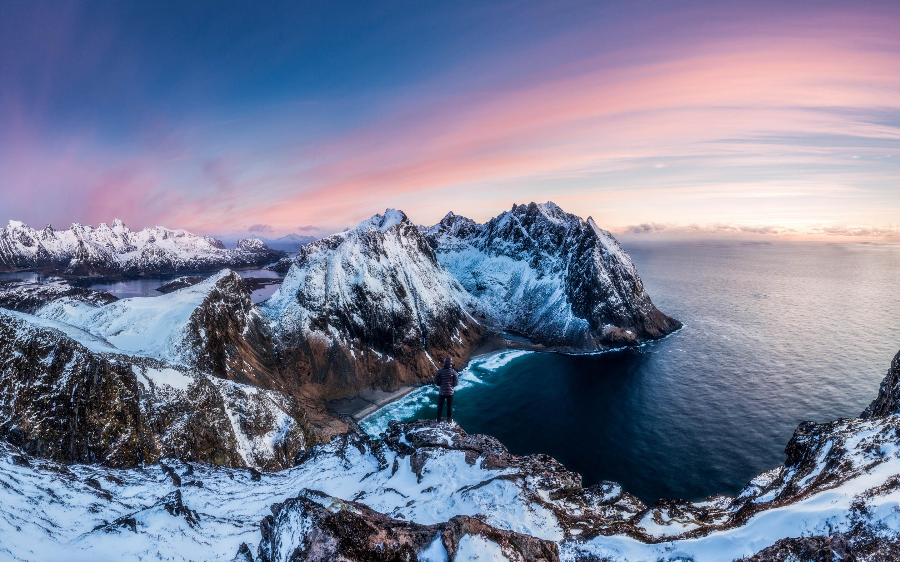 Panorama, ocean, arctic coast, glacier, 2880x1800 wallpaper